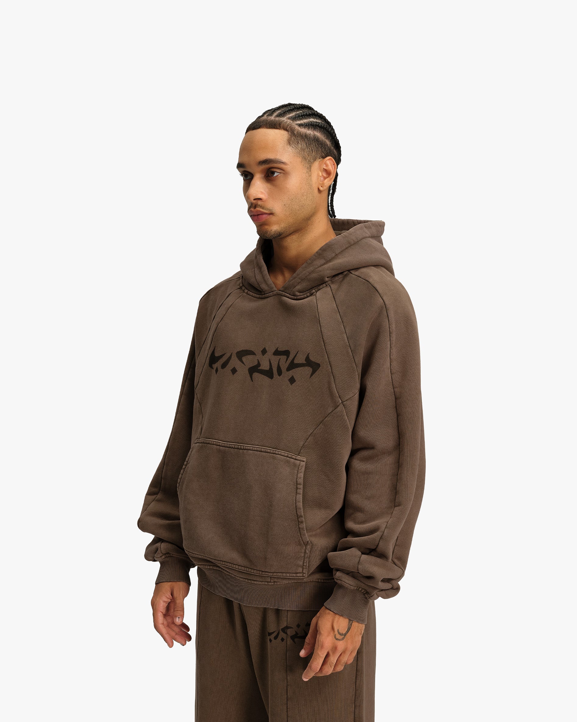 ACID WASHED HOODIE BROWN - Image 4
