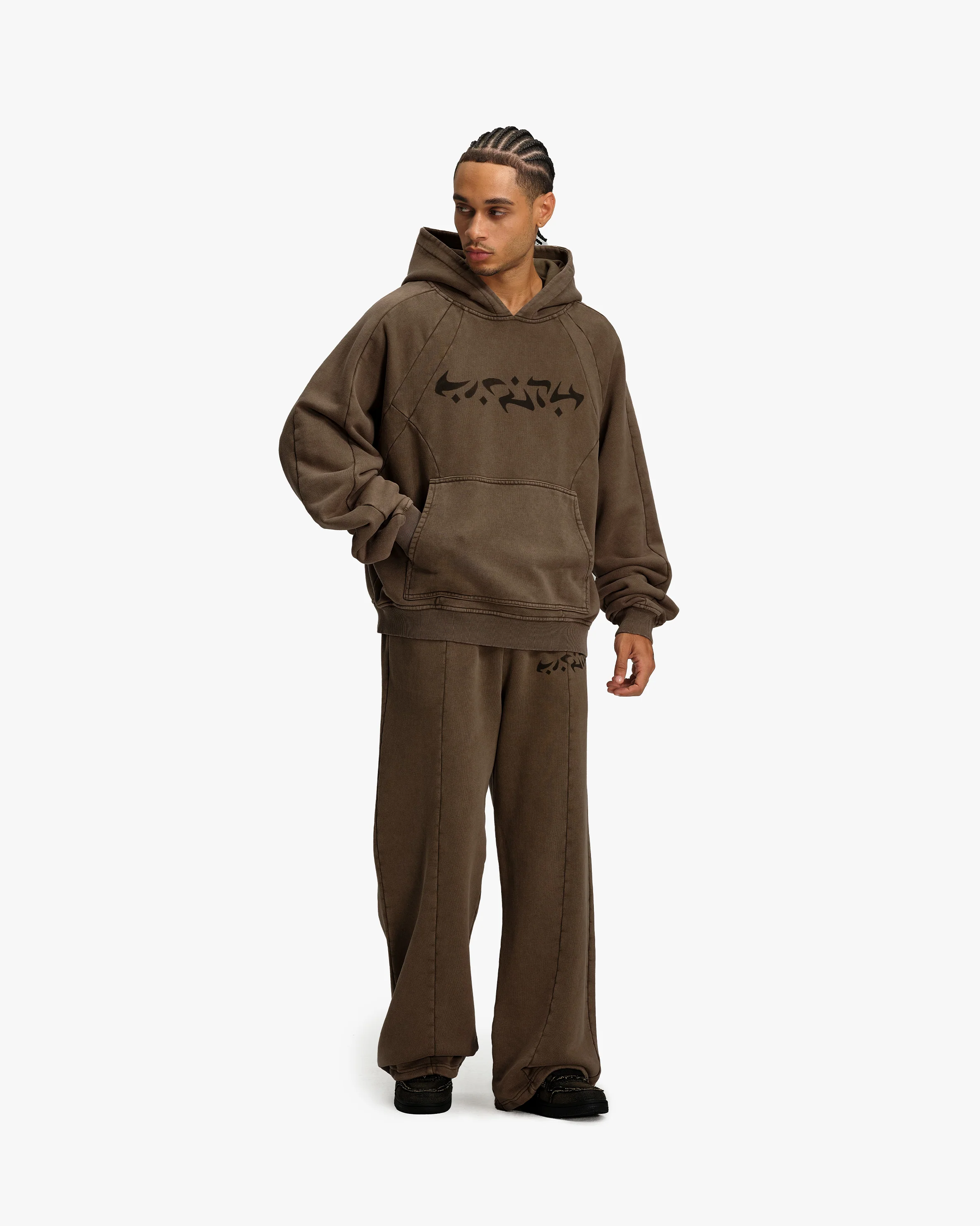 ACID WASHED HOODIE BROWN - Image 7