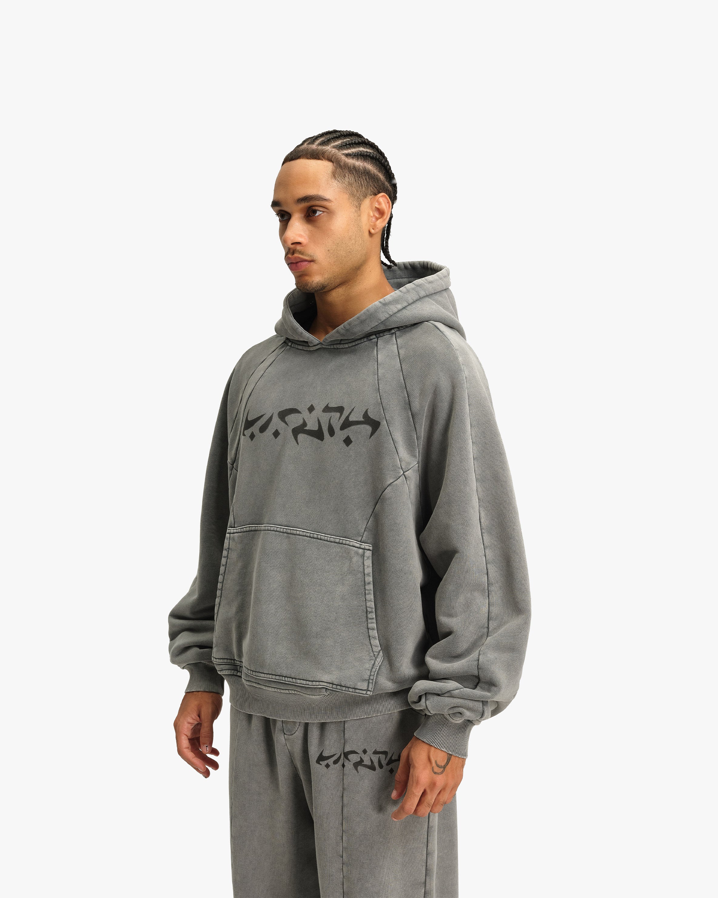 ACID WASHED HOODIE LIGHT GREY - Image 4