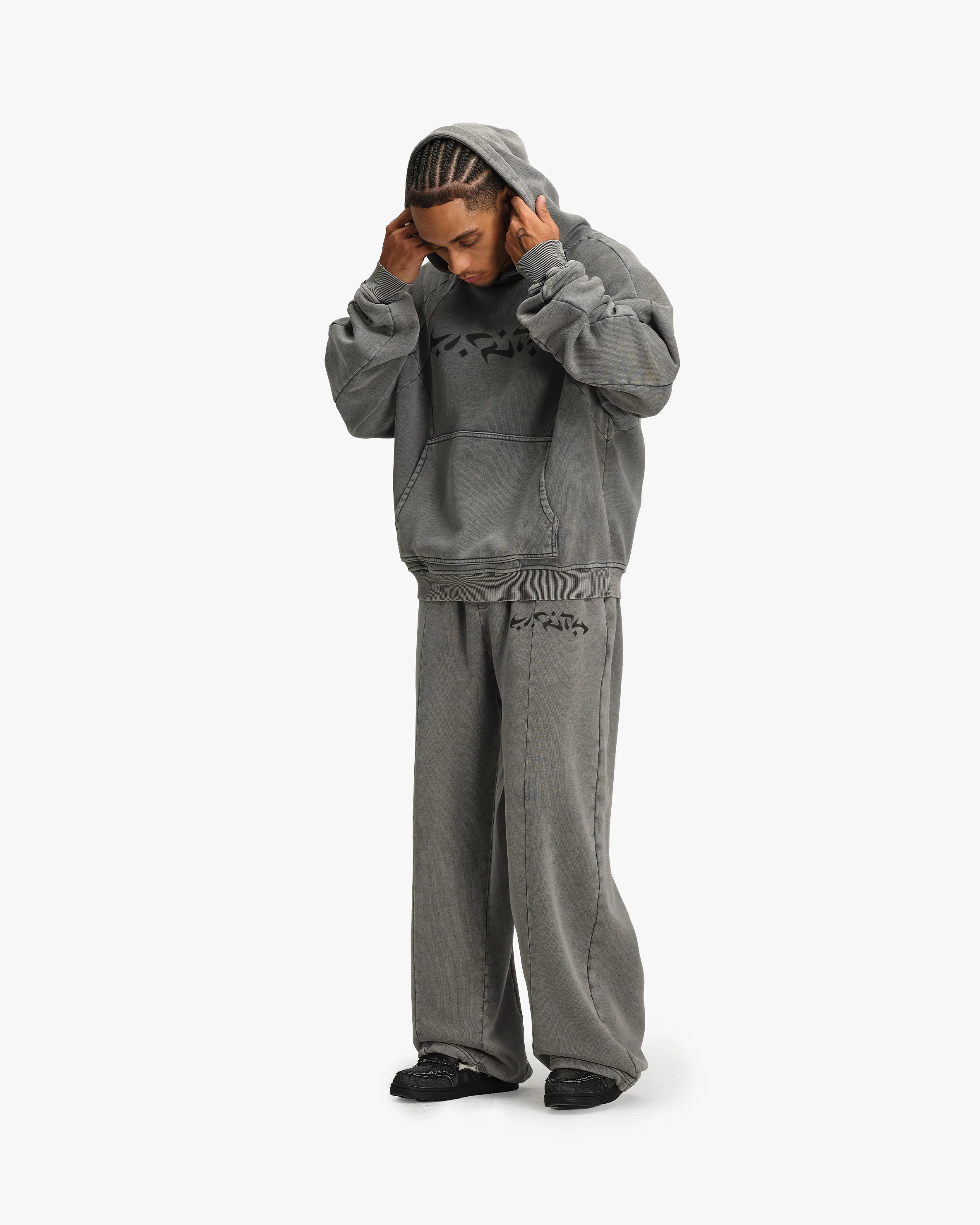 ACID WASHED HOODIE LIGHT GREY - Image 7