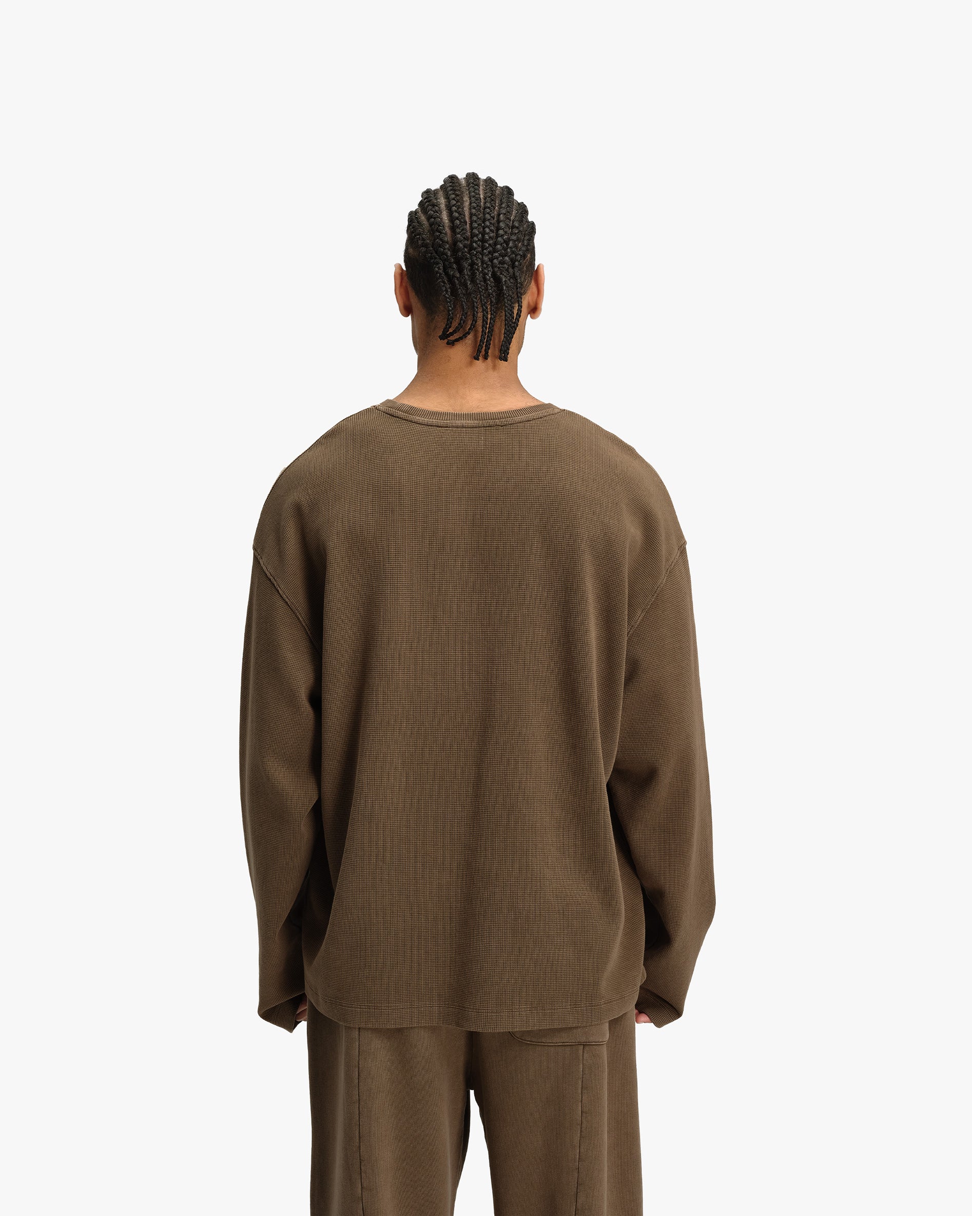 ACID WASHED WAFFLE LONGSLEEVE BROWN - Image 6