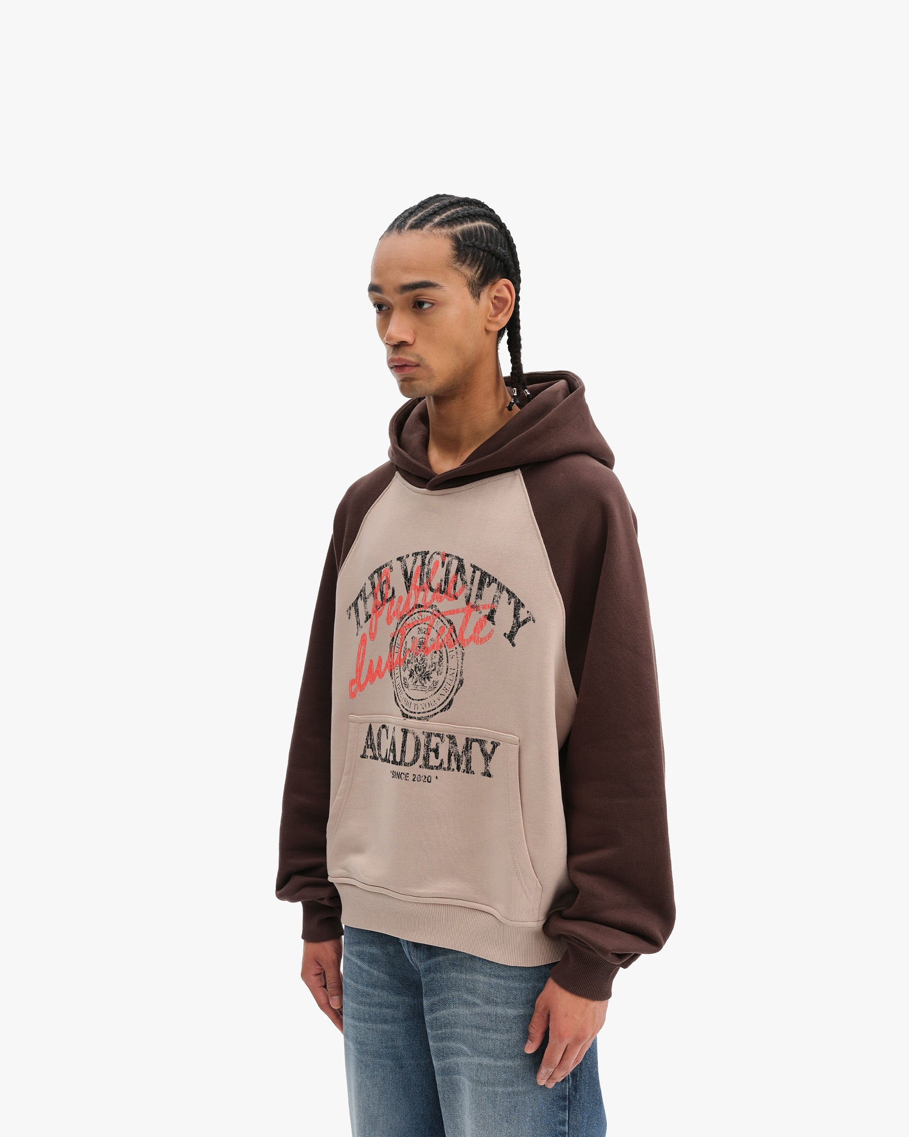 BICOLOR PUBLIC INSTITUTE HOODIE BROWN/CREAM - Image 3