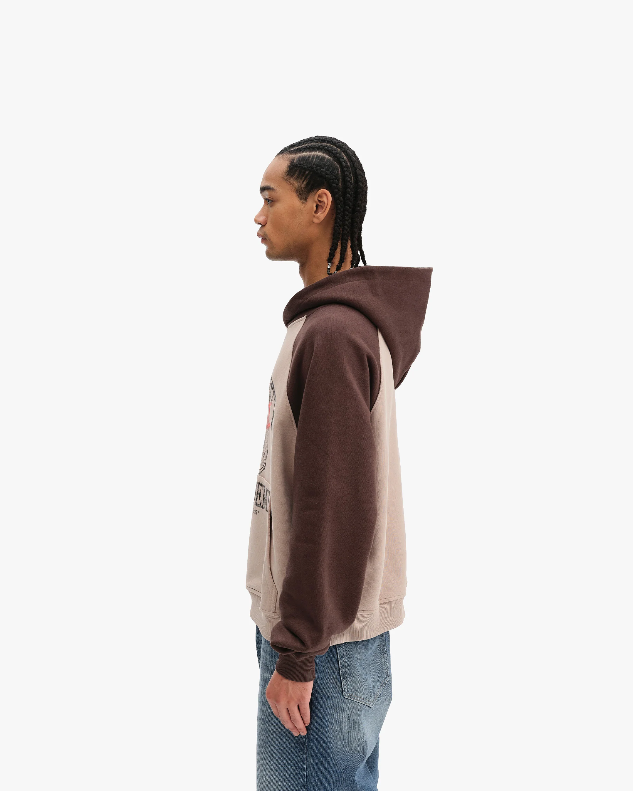 BICOLOR PUBLIC INSTITUTE HOODIE BROWN/CREAM - Image 4