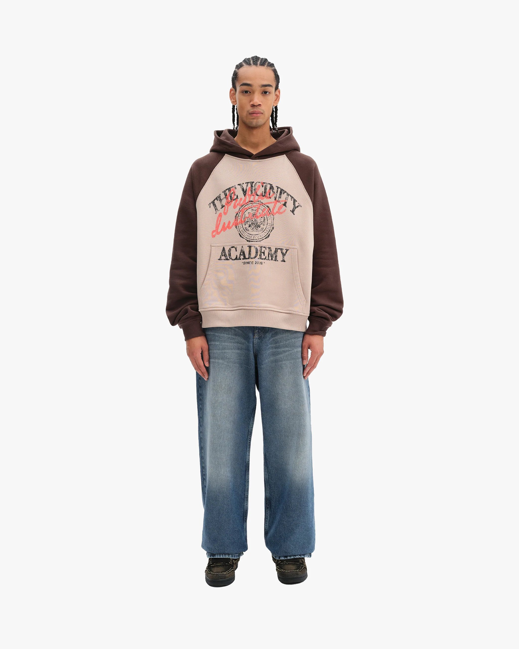 BICOLOR PUBLIC INSTITUTE HOODIE BROWN/CREAM - Image 7