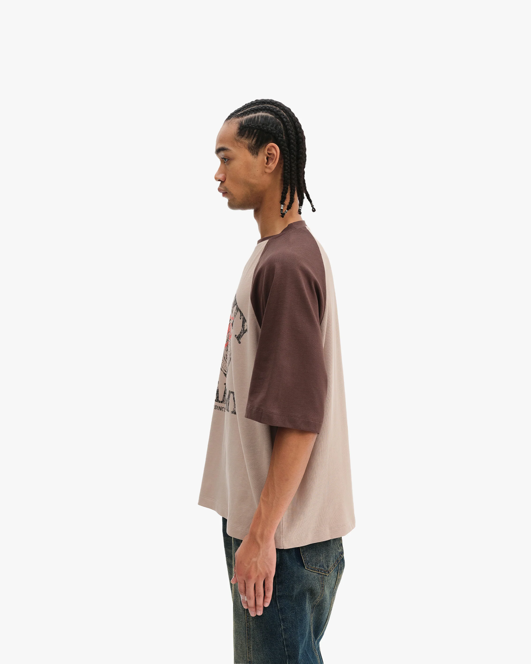 BICOLOR PUBLIC INSTITUTE TEE BROWN/CREAM - Image 4