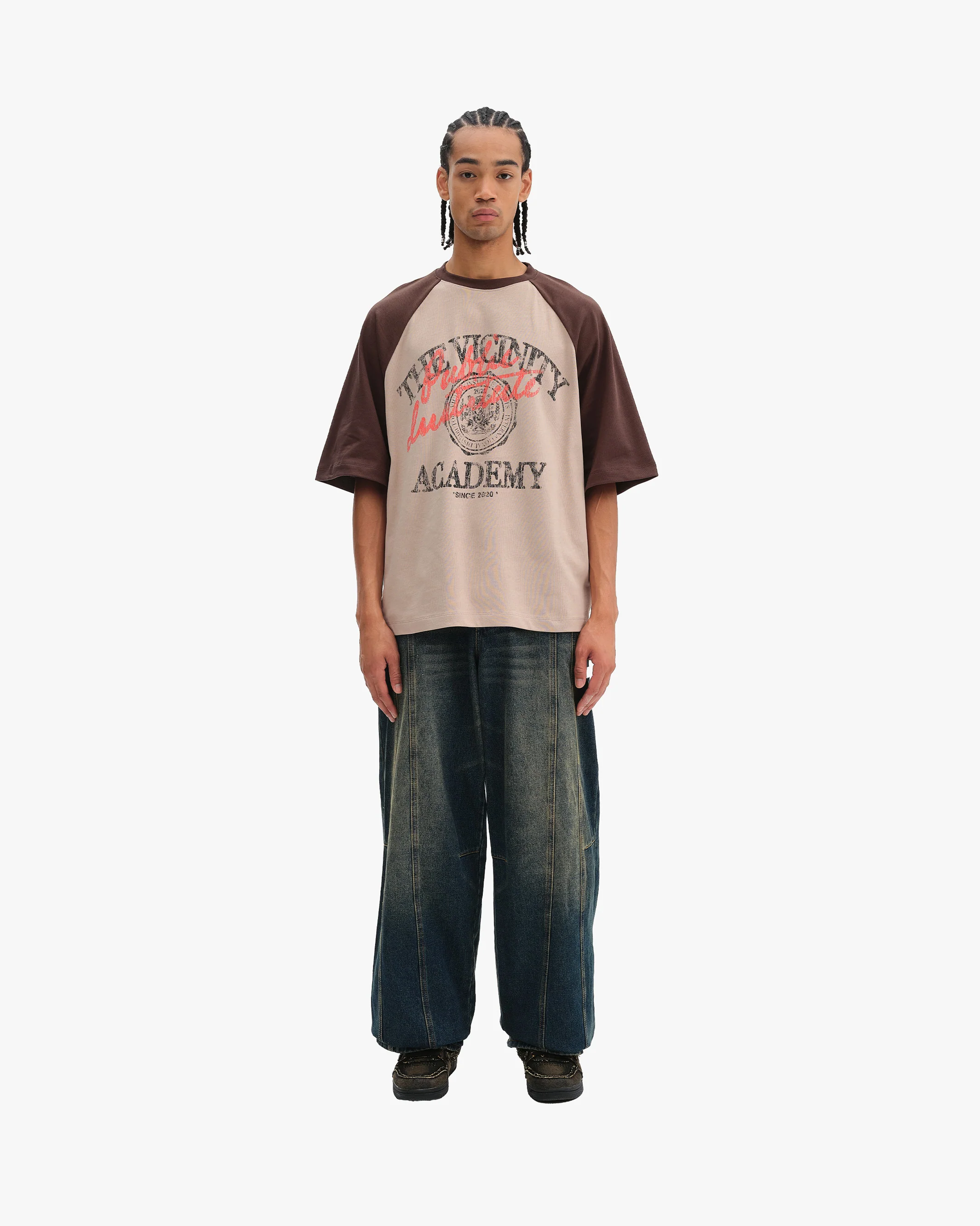 BICOLOR PUBLIC INSTITUTE TEE BROWN/CREAM - Image 7