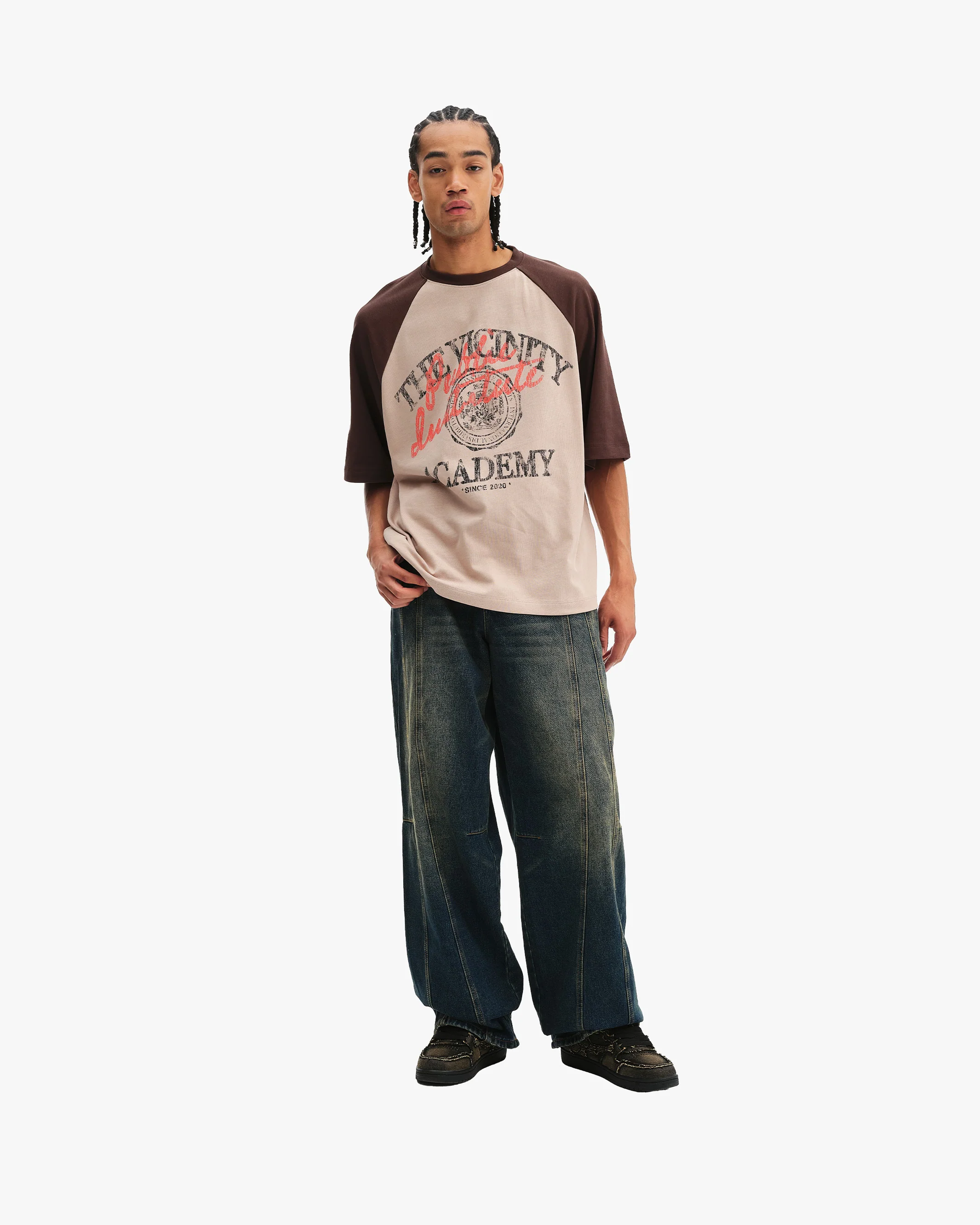 BICOLOR PUBLIC INSTITUTE TEE BROWN/CREAM - Image 8