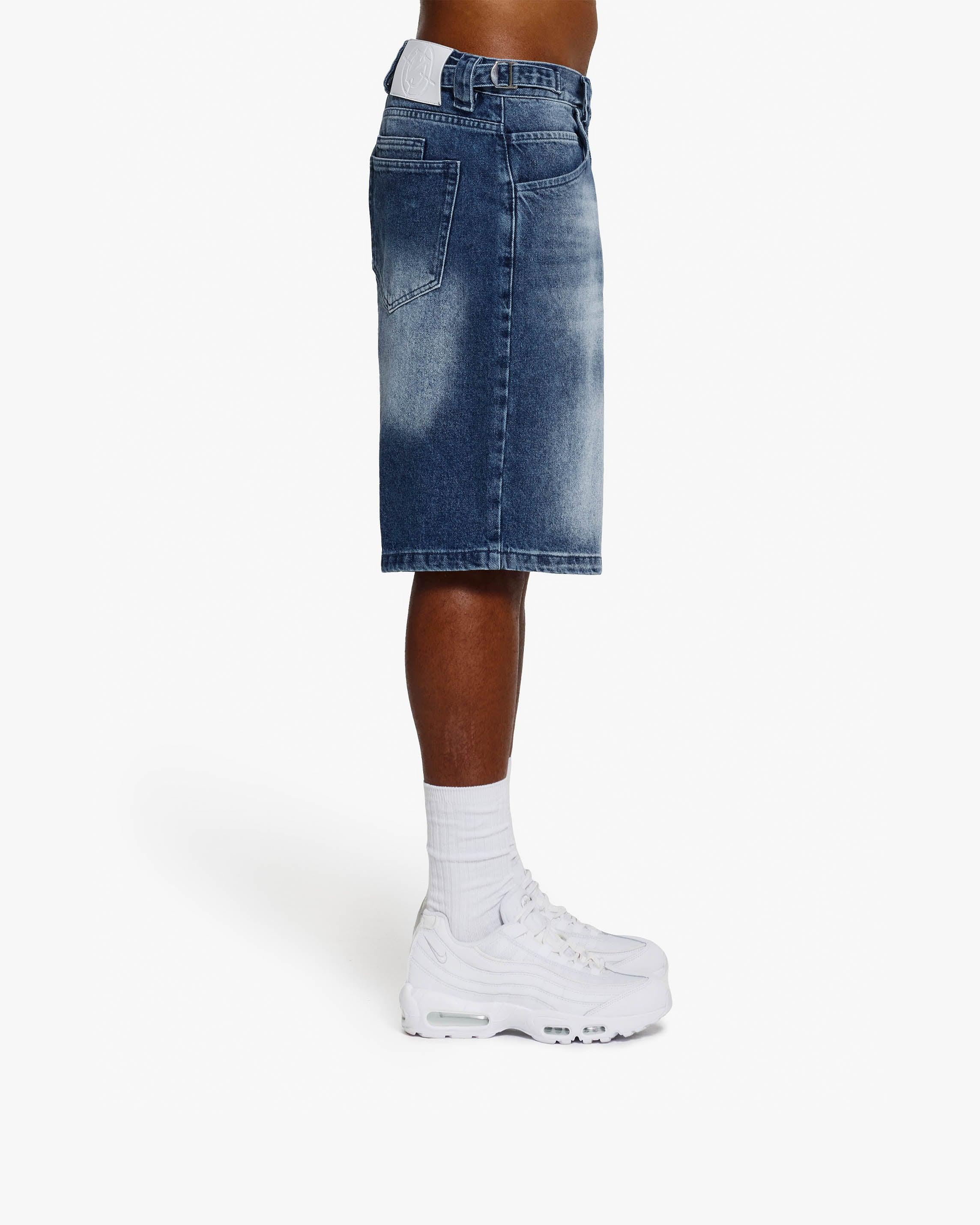 BLUE WASHED DENIM JORTS - Image 4