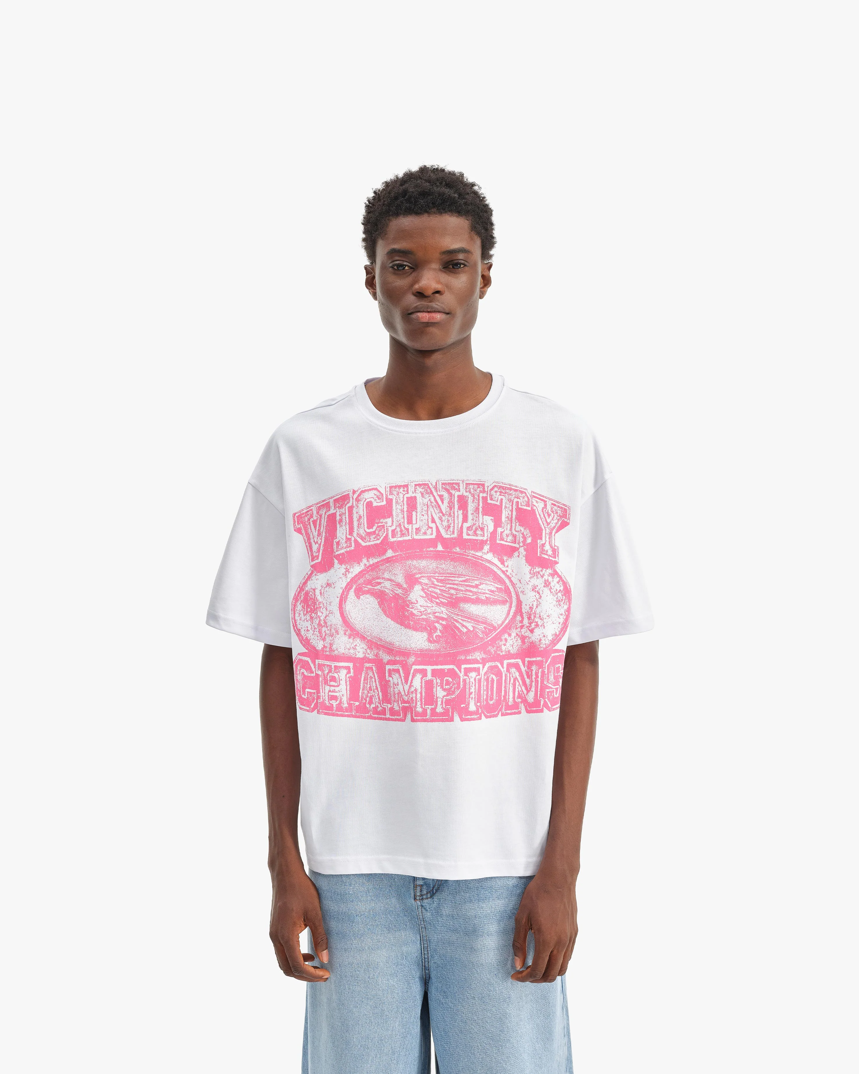 CHAMP EMBLEM TEE PINK/WHITE - Image 3