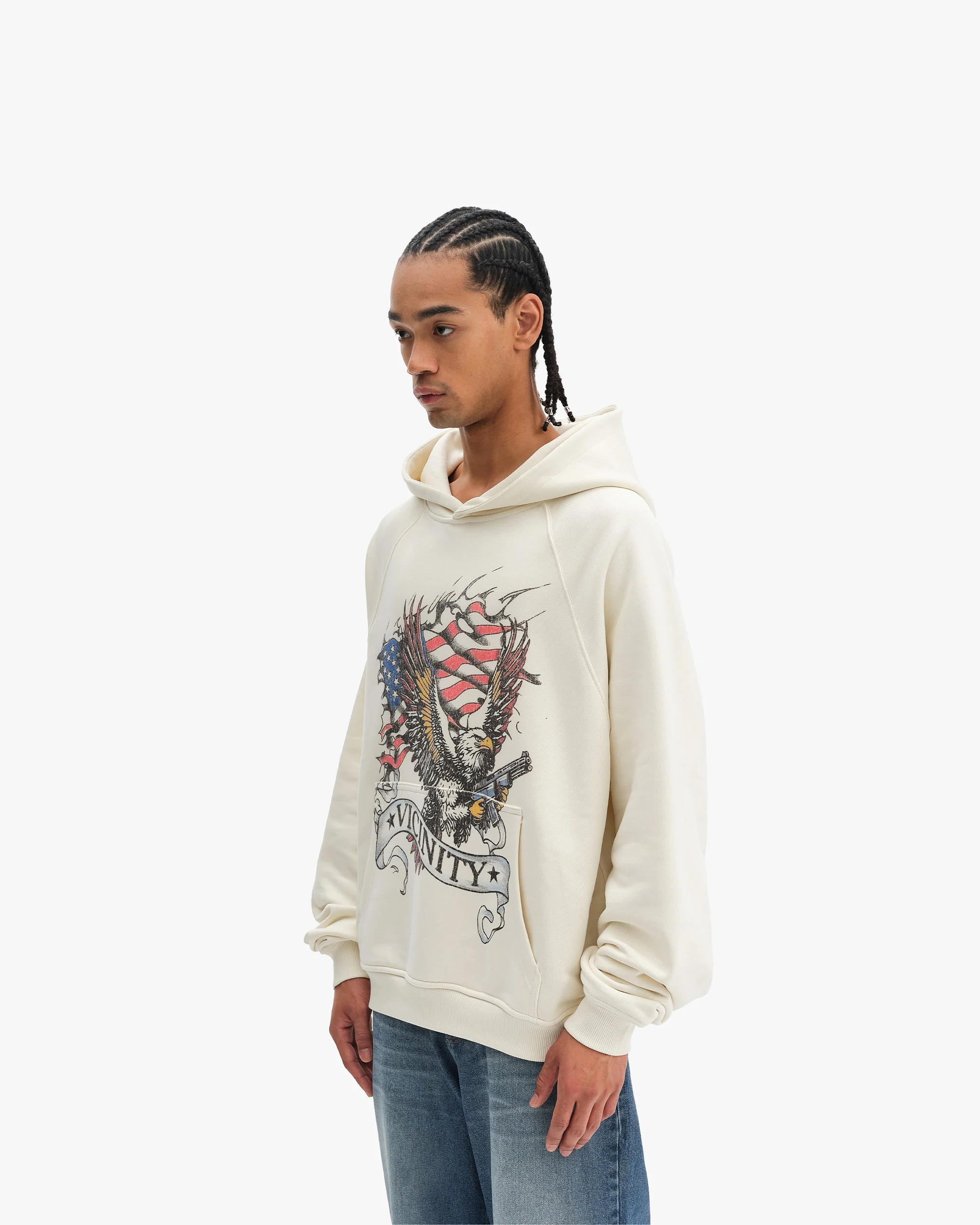 EAGLE TATTOO HOODIE BEIGE - Image 4