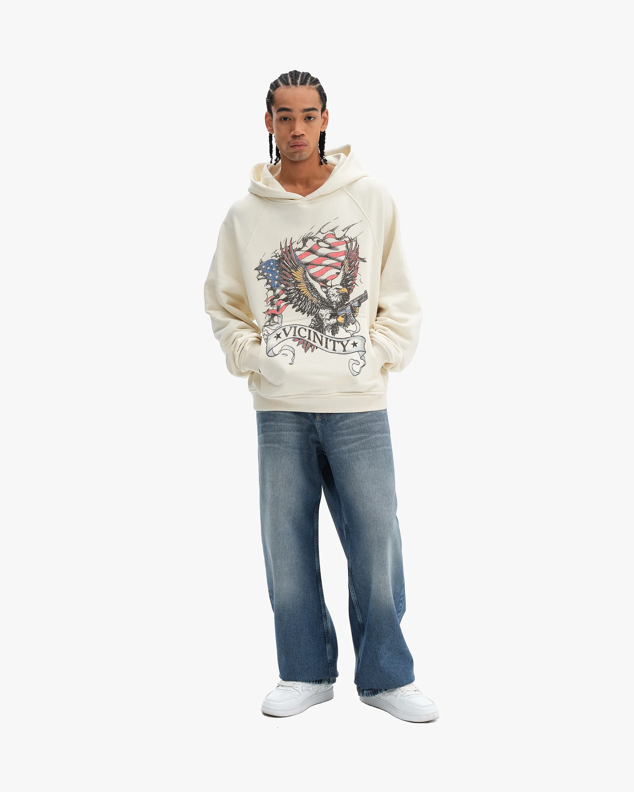 EAGLE TATTOO HOODIE BEIGE - Image 8