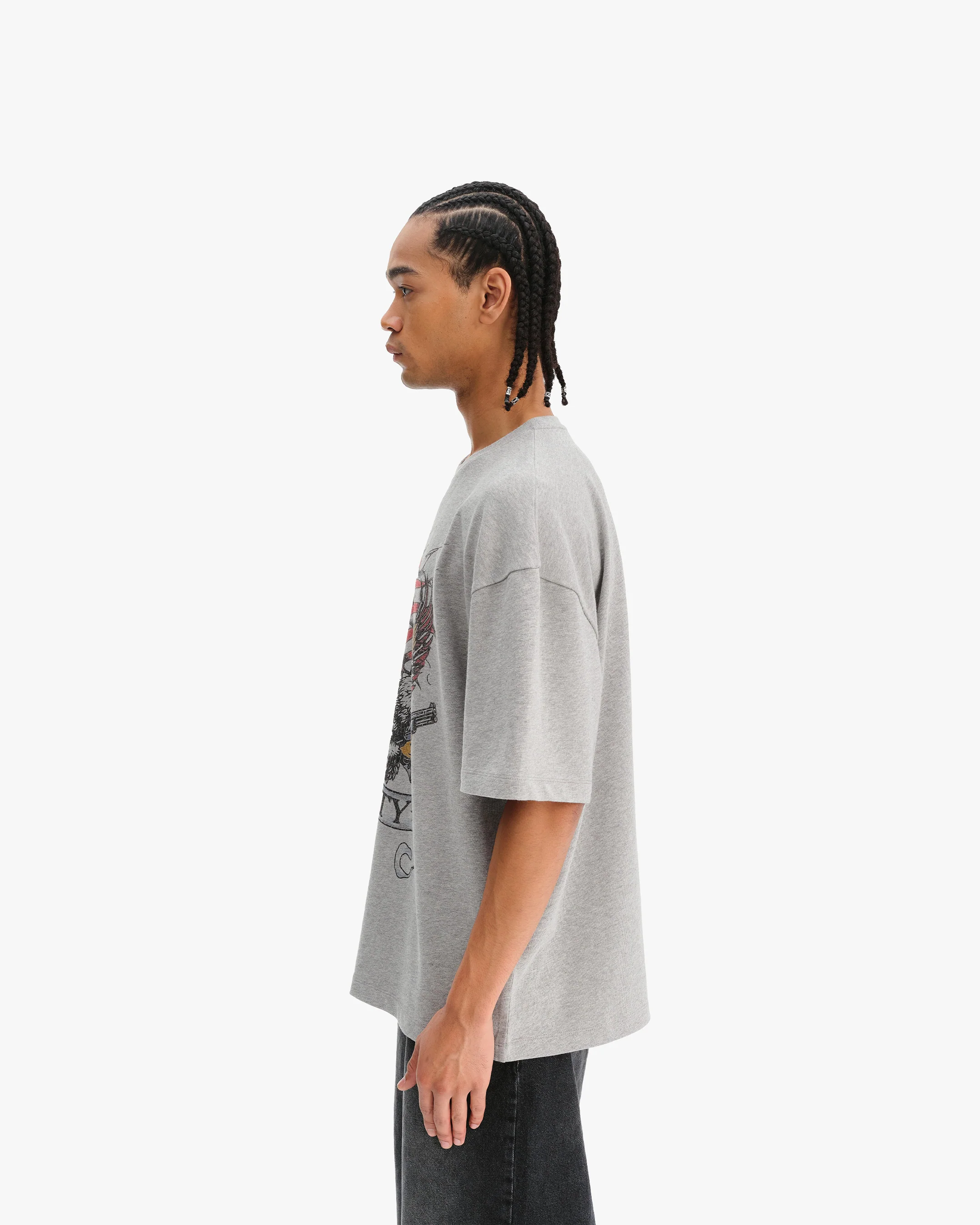 EAGLE TATTOO TEE MELANGE GREY - Image 4