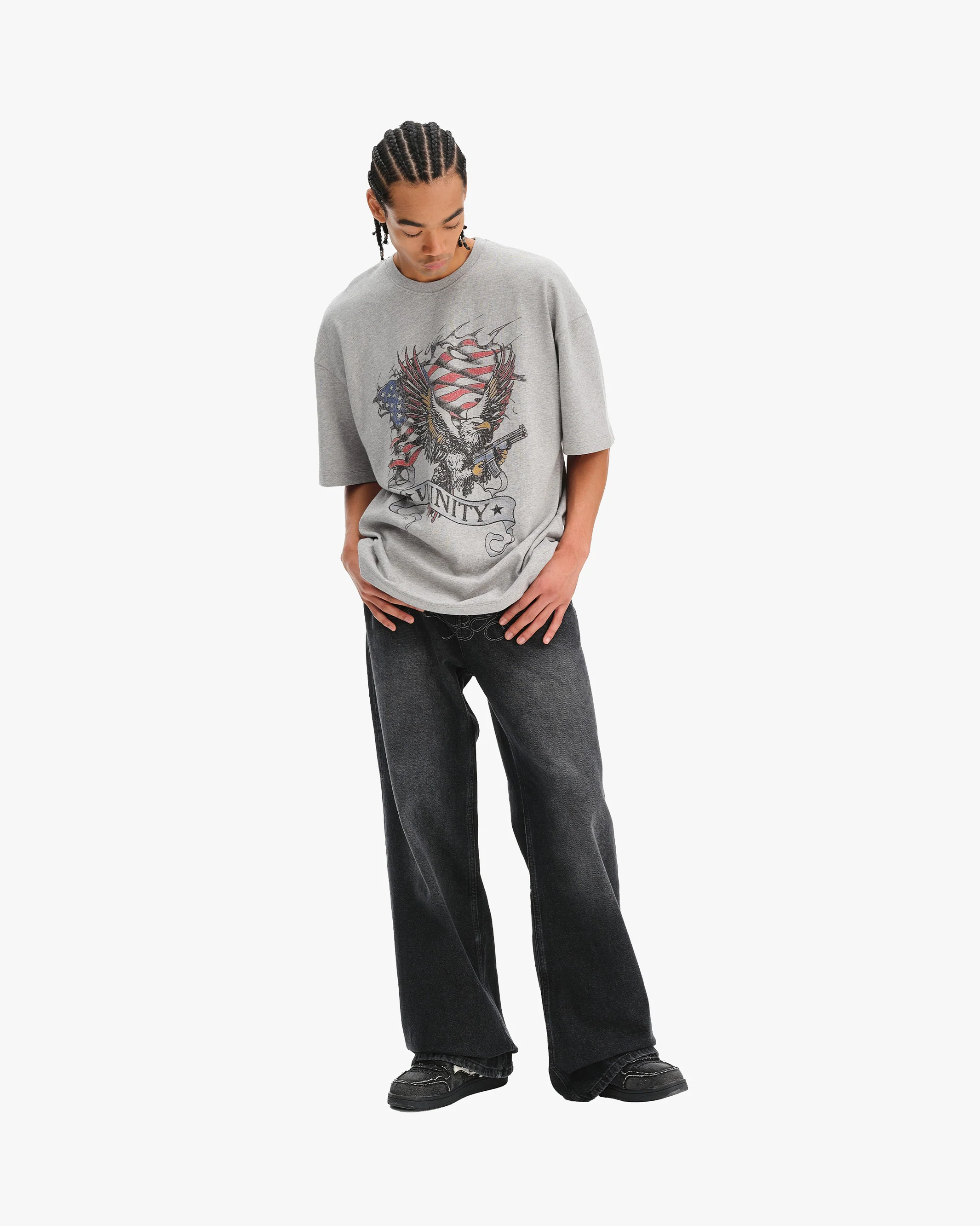 EAGLE TATTOO TEE MELANGE GREY - Image 7