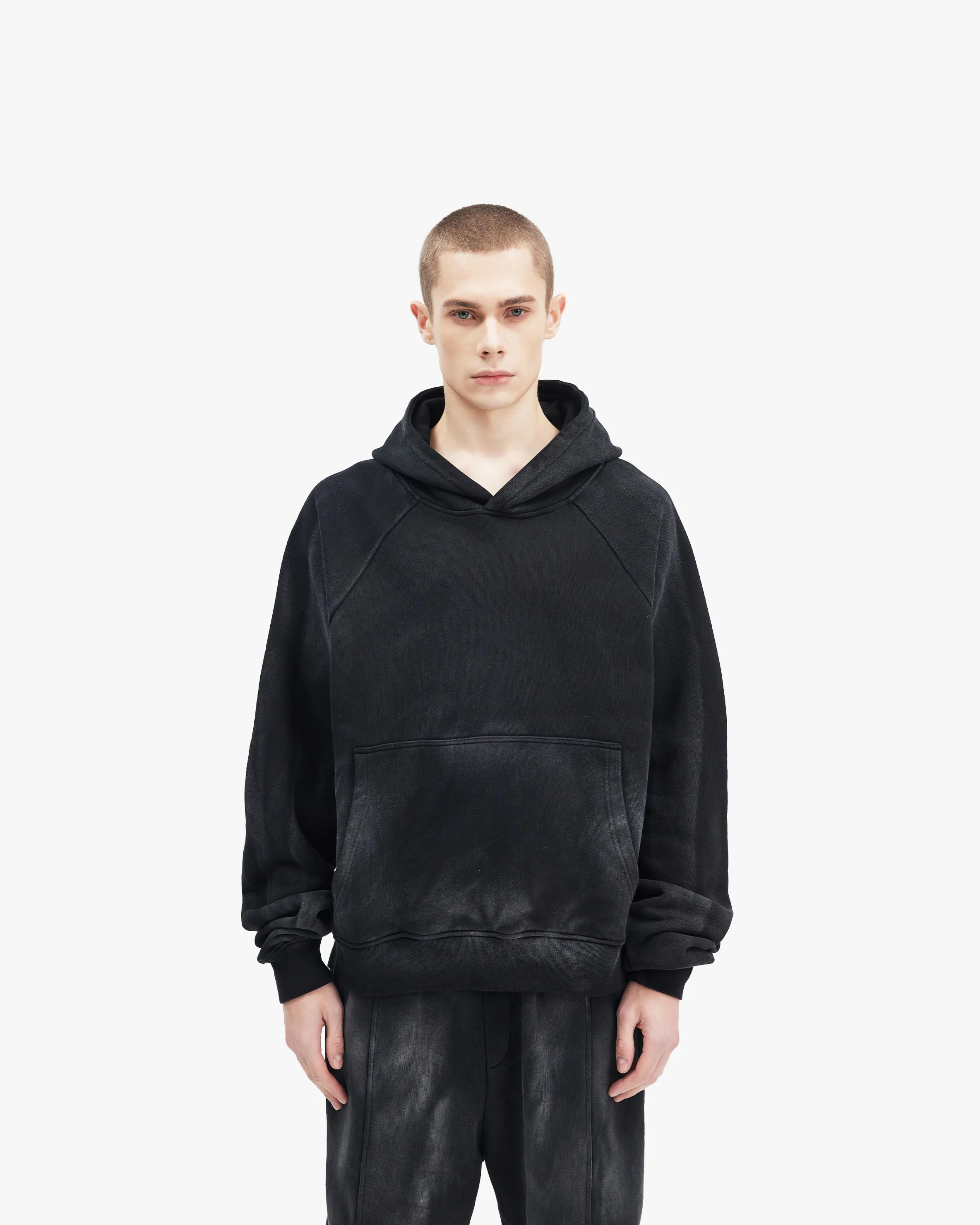 FADED WASH HOODIE BLACK - Image 2