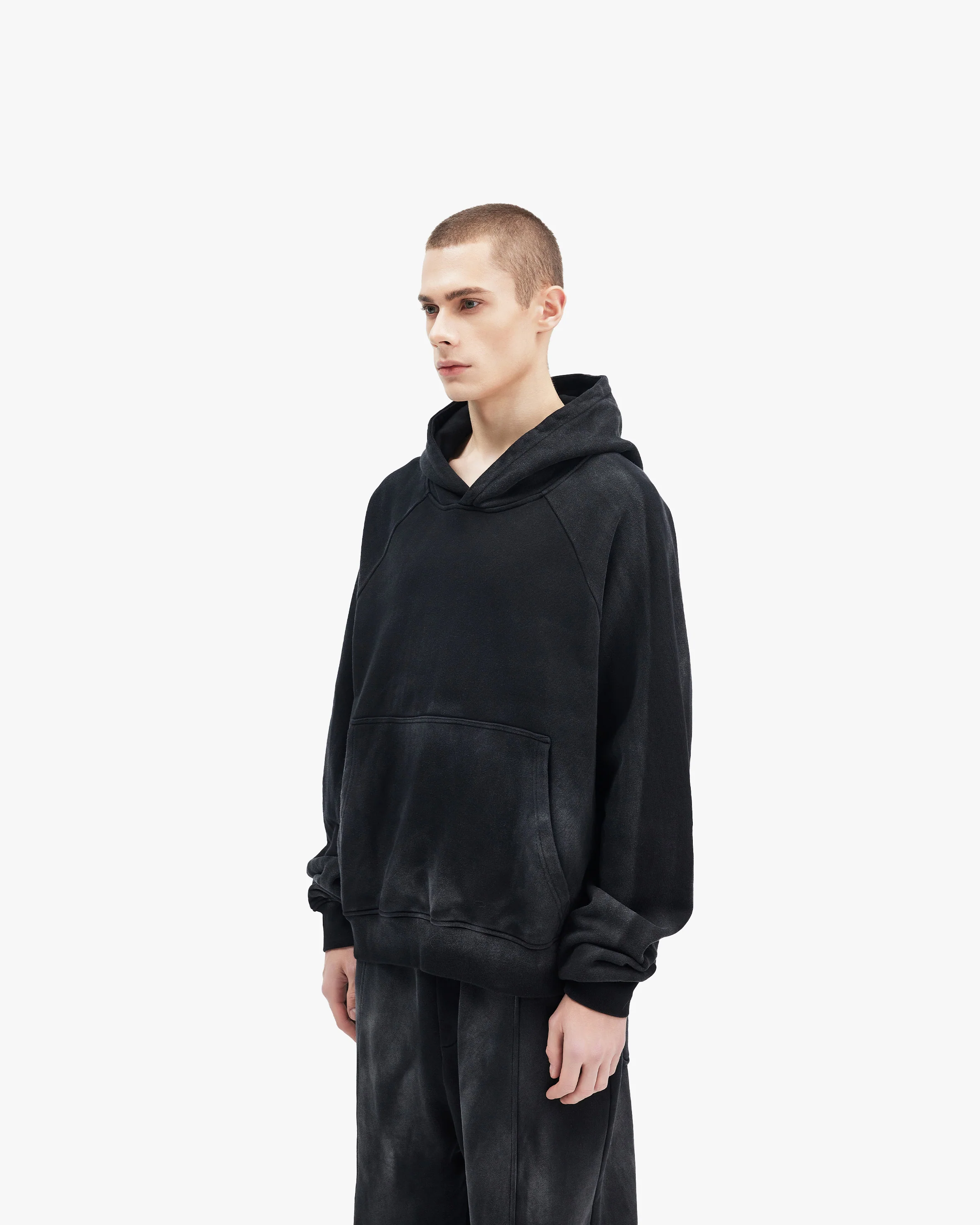 FADED WASH HOODIE BLACK - Image 4