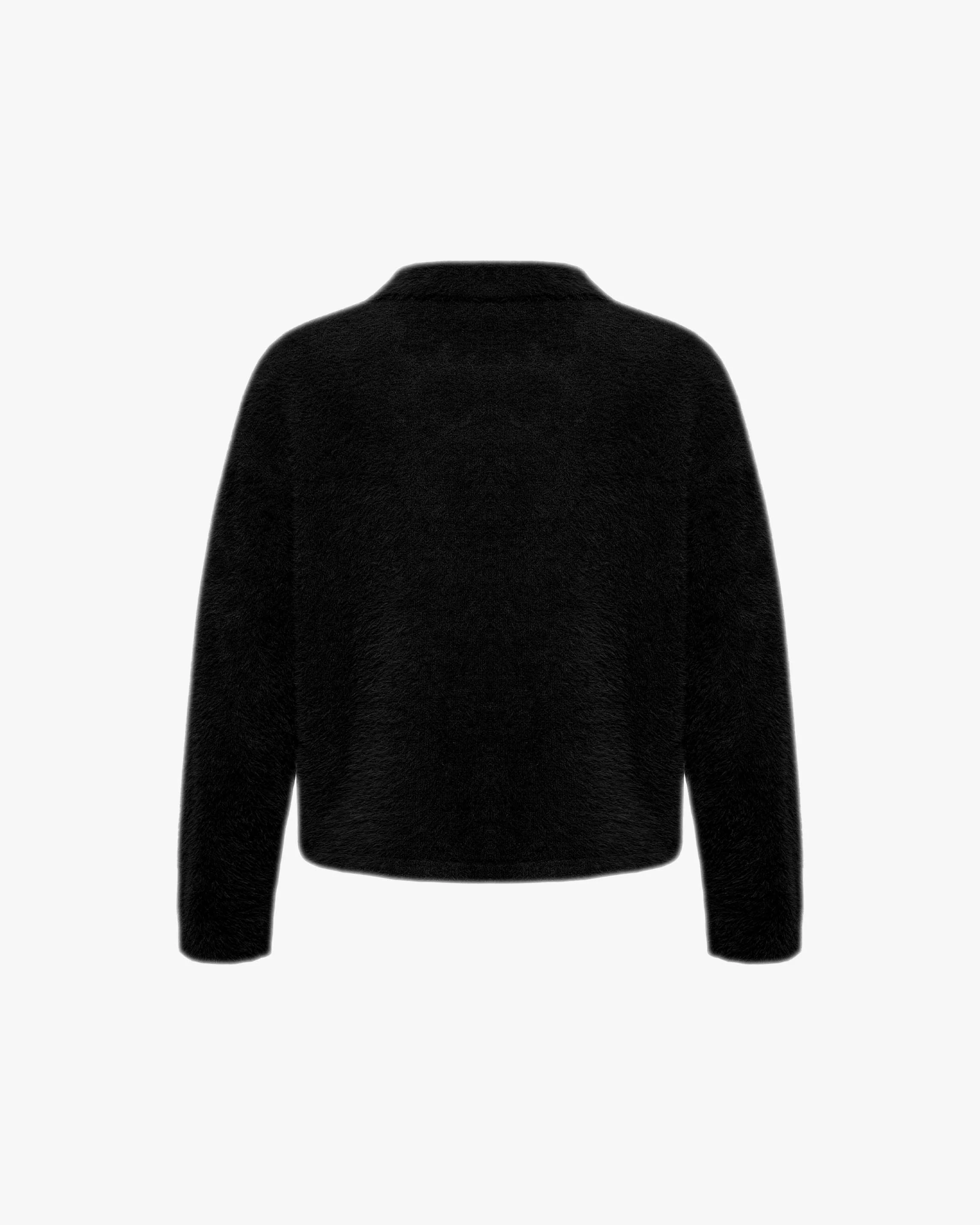 FAUX MINK POLO SWEATER BLACK - Image 3