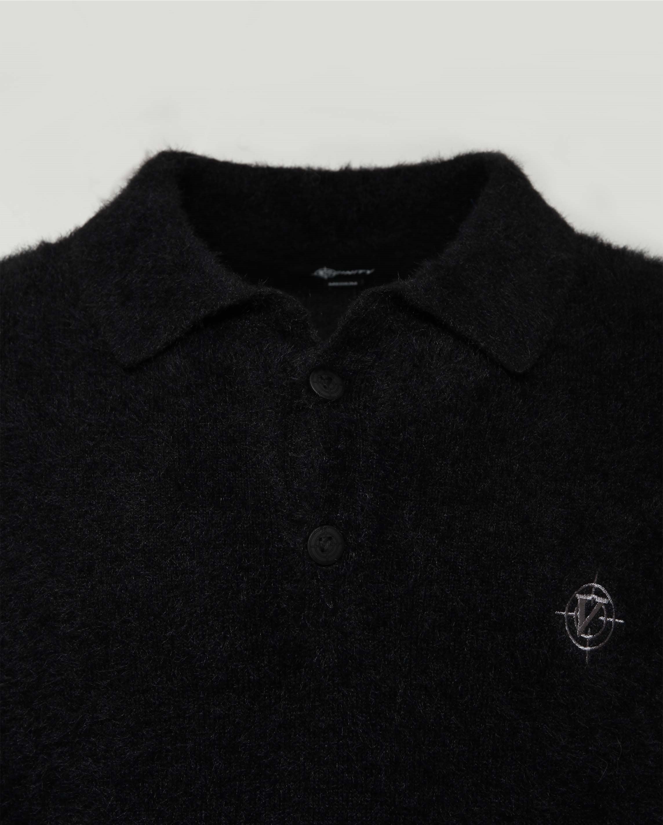 FAUX MINK POLO SWEATER BLACK - Image 9