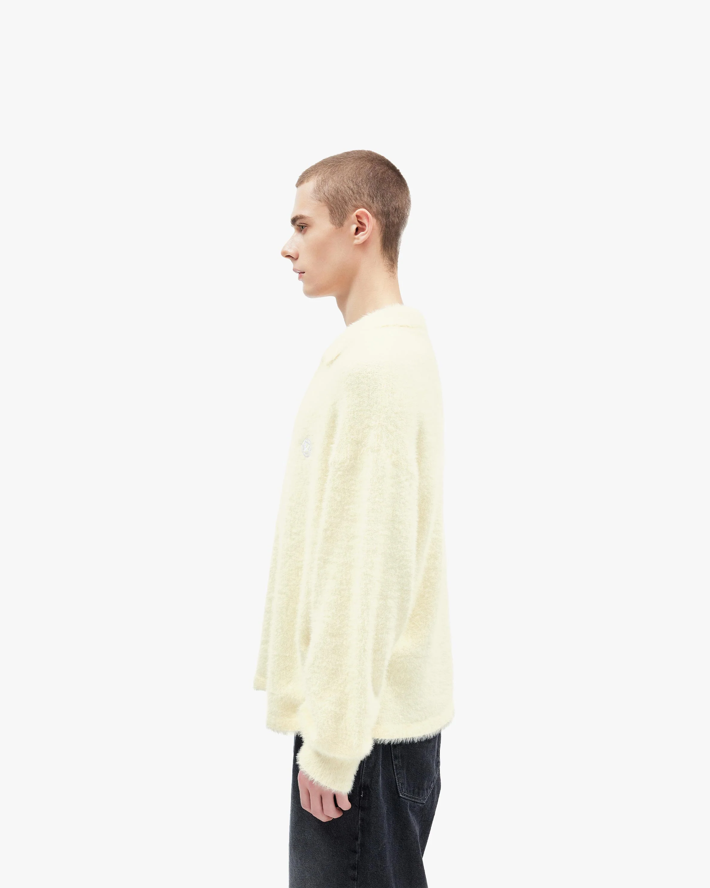 FAUX MINK POLO SWEATER CREAM - Image 5
