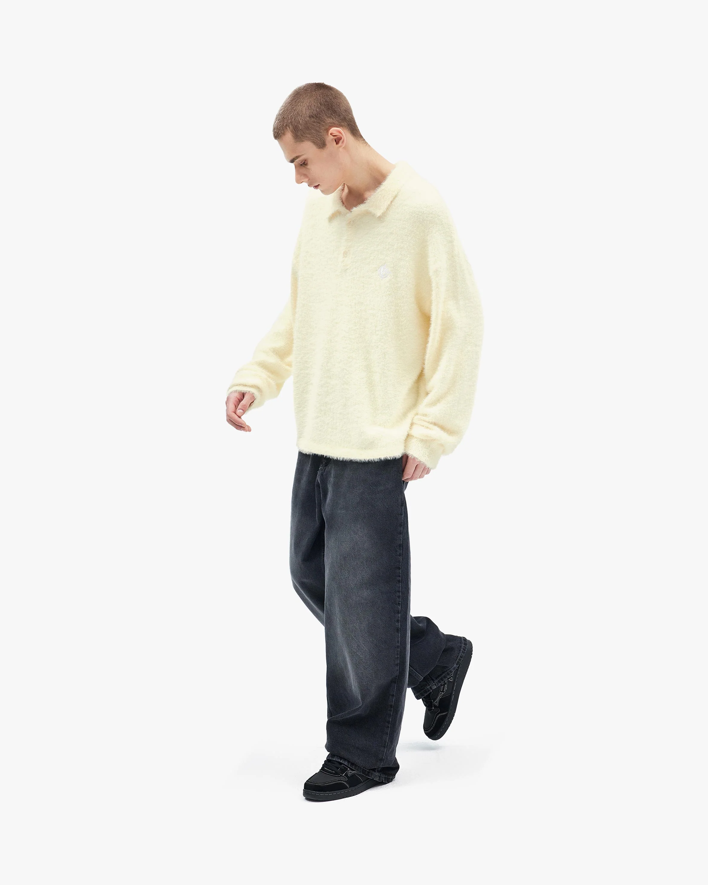 FAUX MINK POLO SWEATER CREAM - Image 7