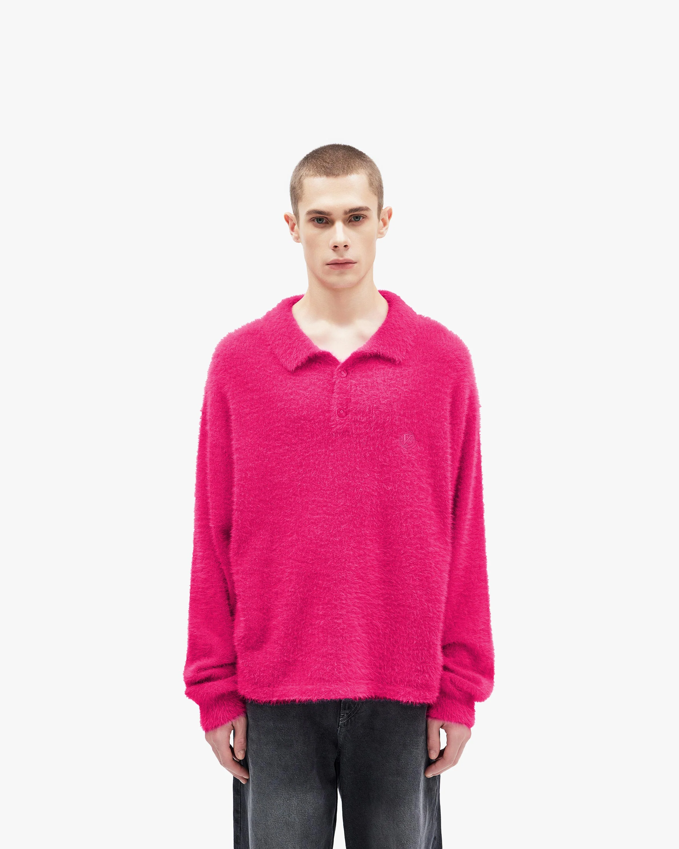 FAUX MINK POLO SWEATER FLAMINGO - Image 2