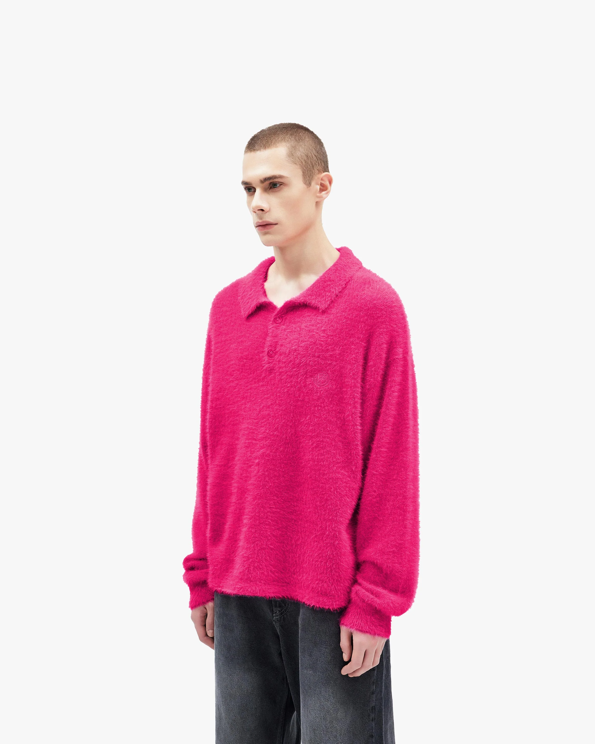 FAUX MINK POLO SWEATER FLAMINGO - Image 4