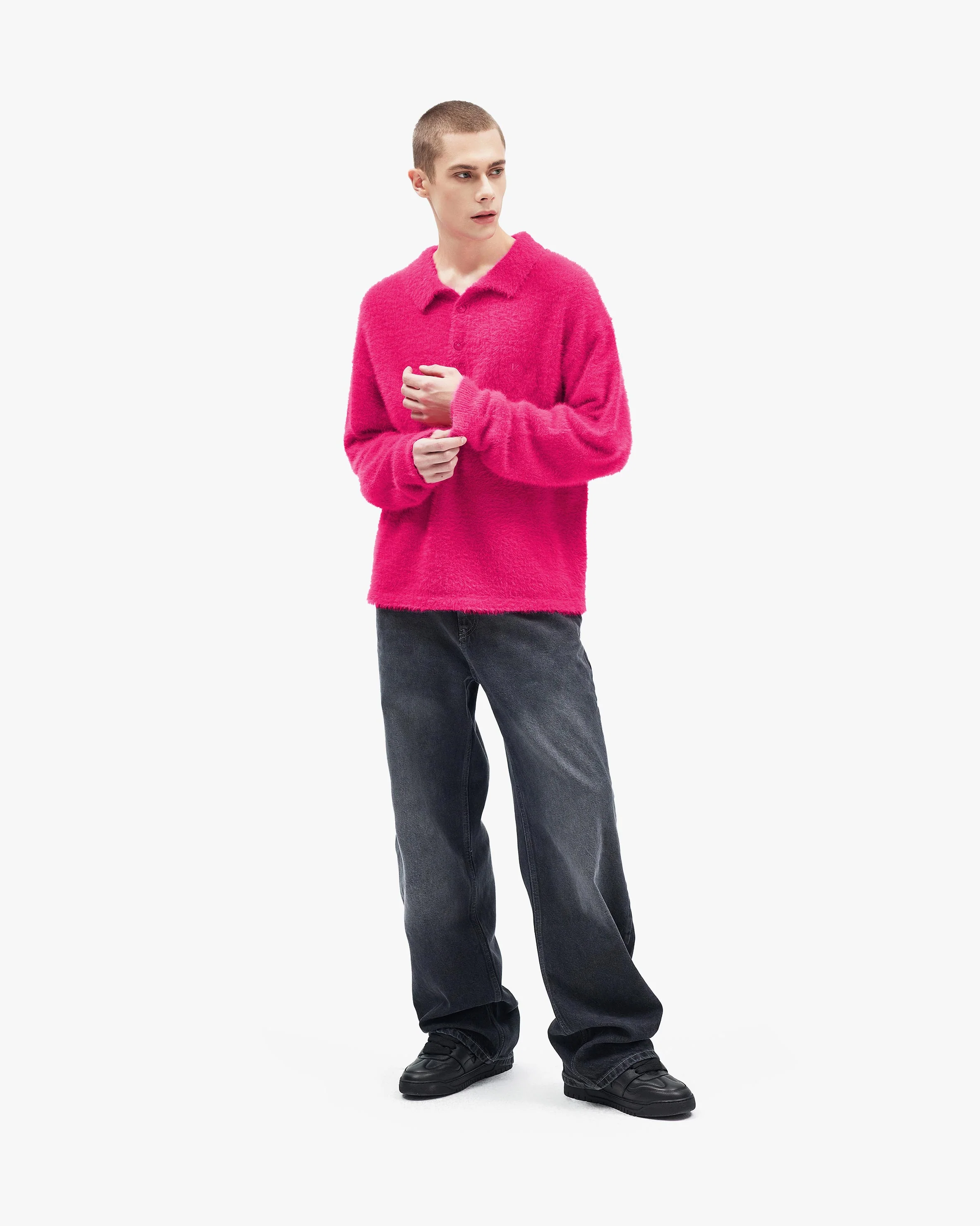 FAUX MINK POLO SWEATER FLAMINGO - Image 7