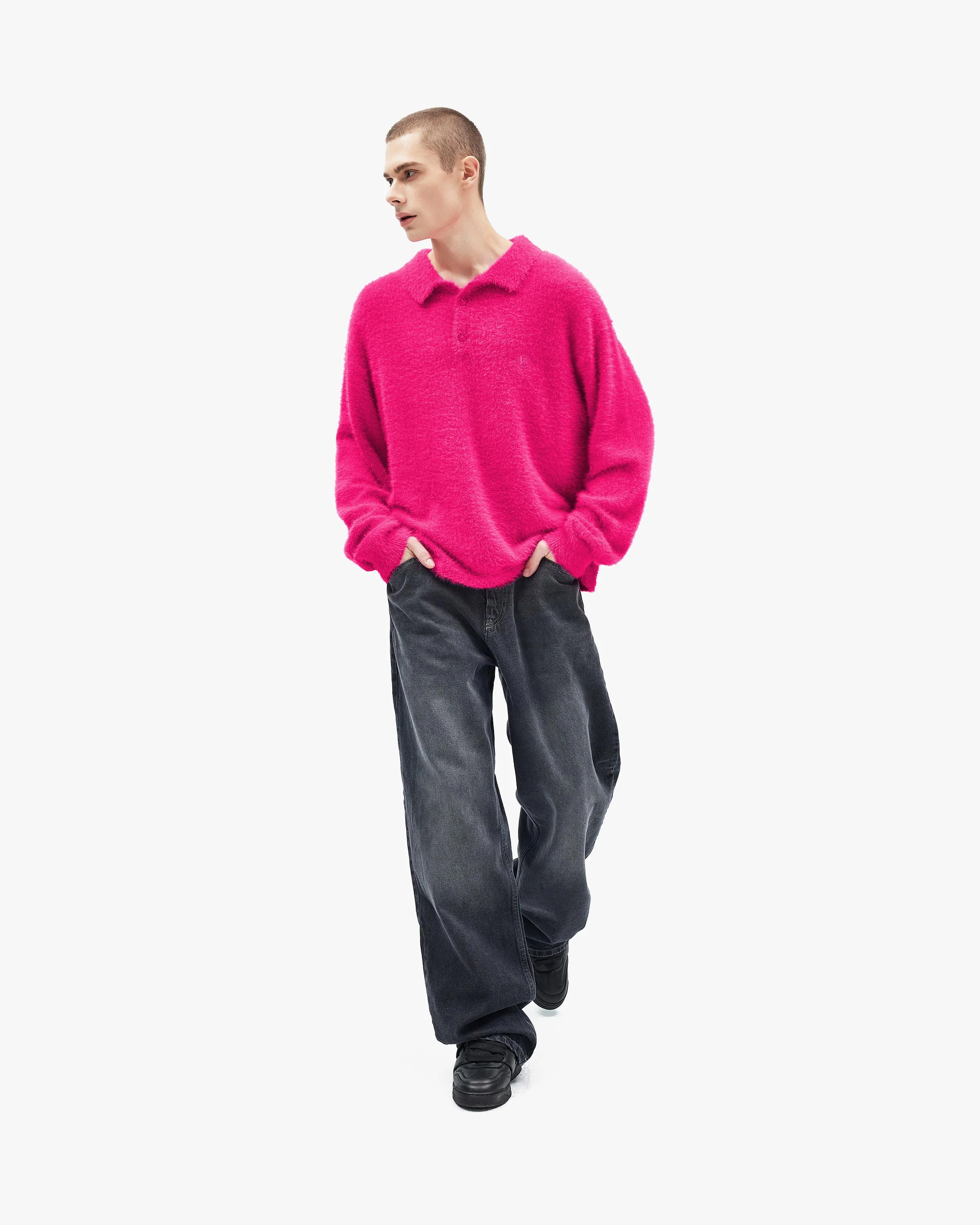 FAUX MINK POLO SWEATER FLAMINGO - Image 8