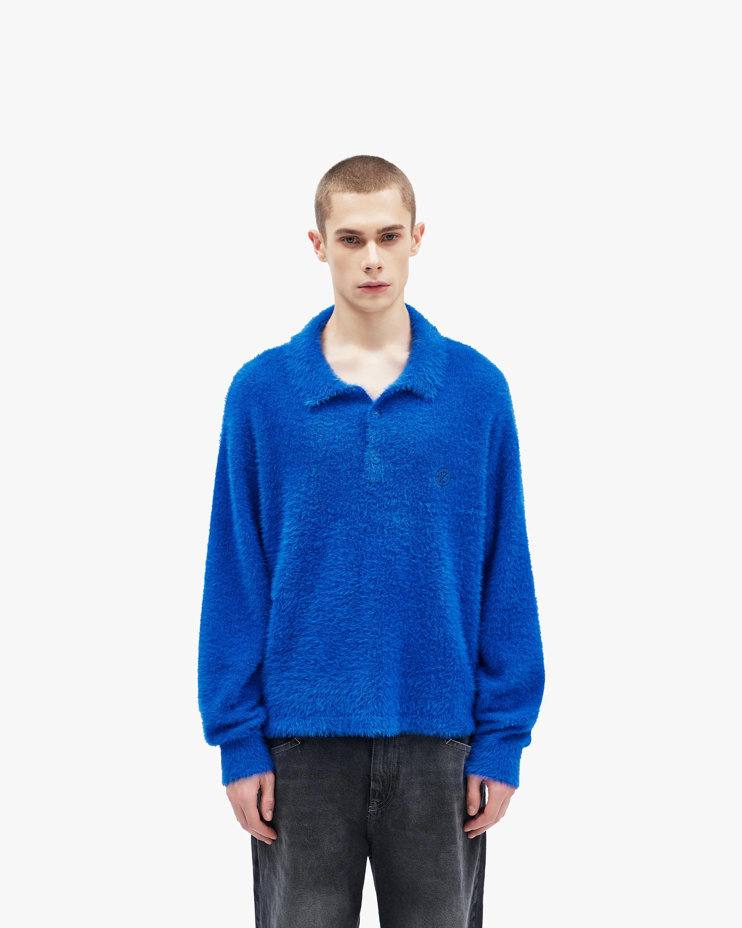 FAUX MINK POLO SWEATER ROYAL BLUE - Image 2