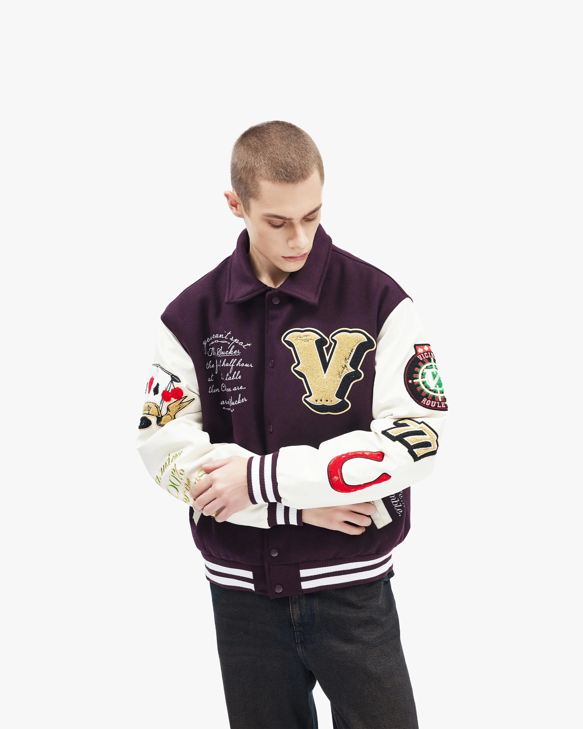 GAMBLER VARSITY JACKET BORDEAUX RED - Image 16