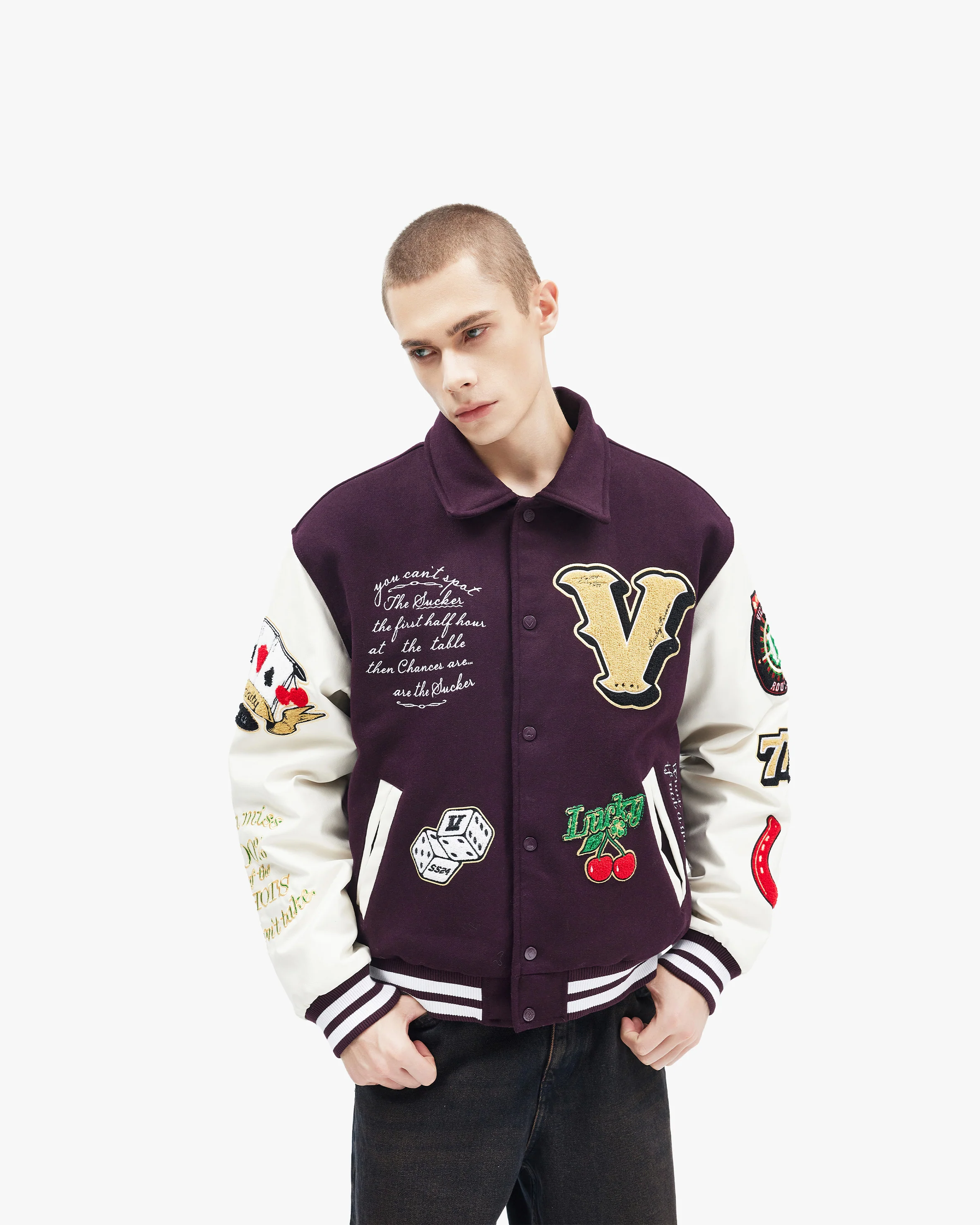 GAMBLER VARSITY JACKET BORDEAUX RED - Image 17