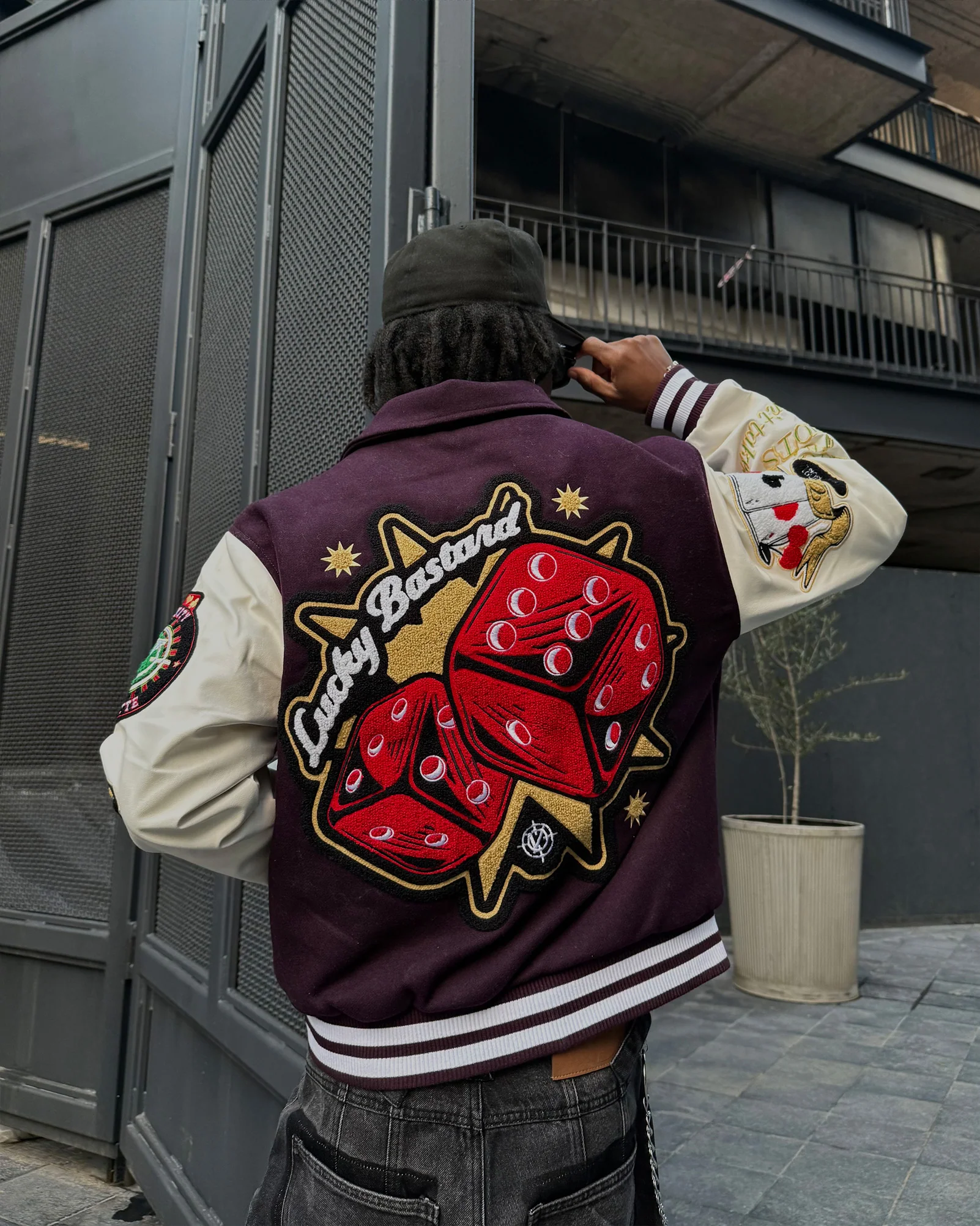 GAMBLER VARSITY JACKET BORDEAUX RED - Image 3