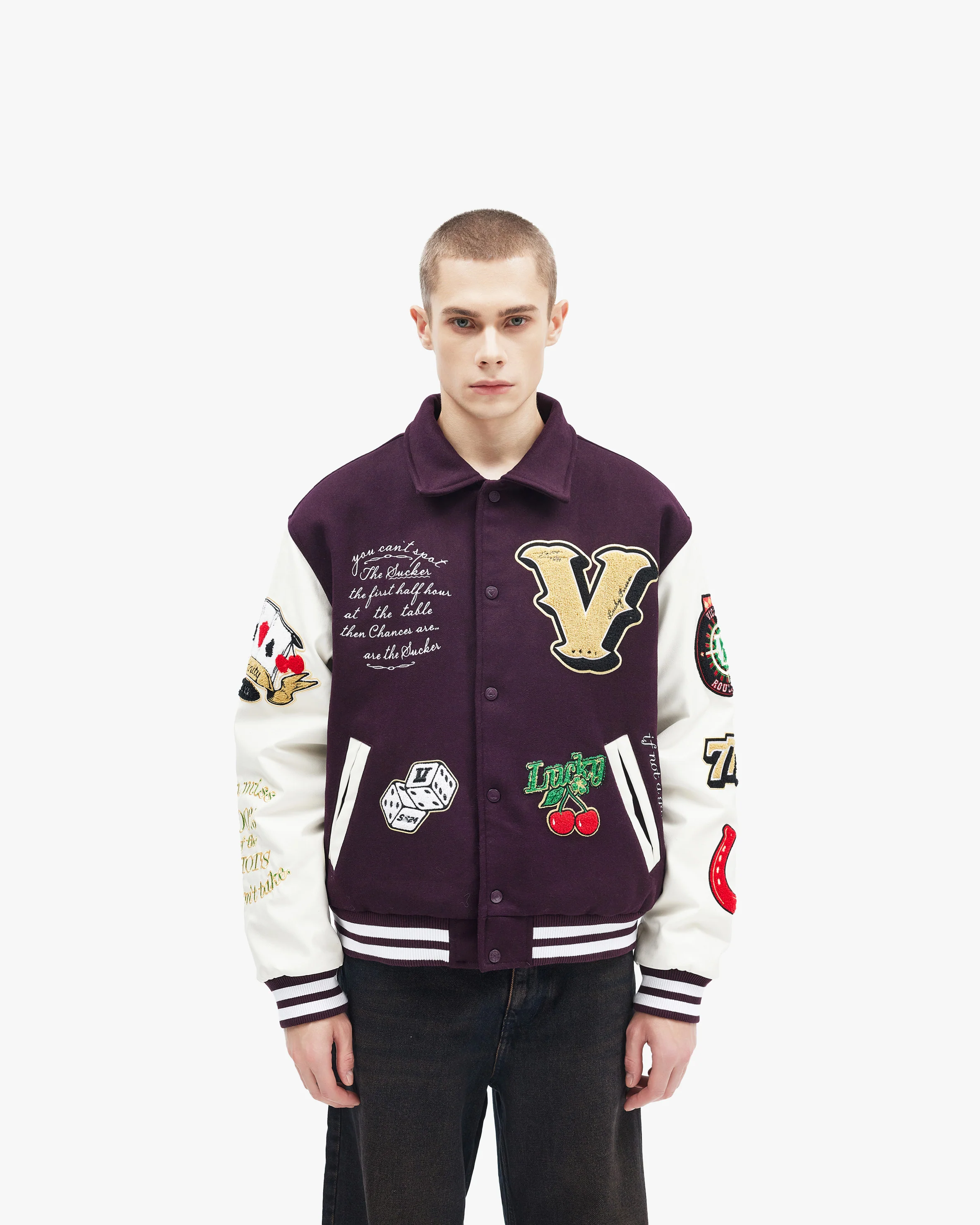 GAMBLER VARSITY JACKET BORDEAUX RED - Image 4