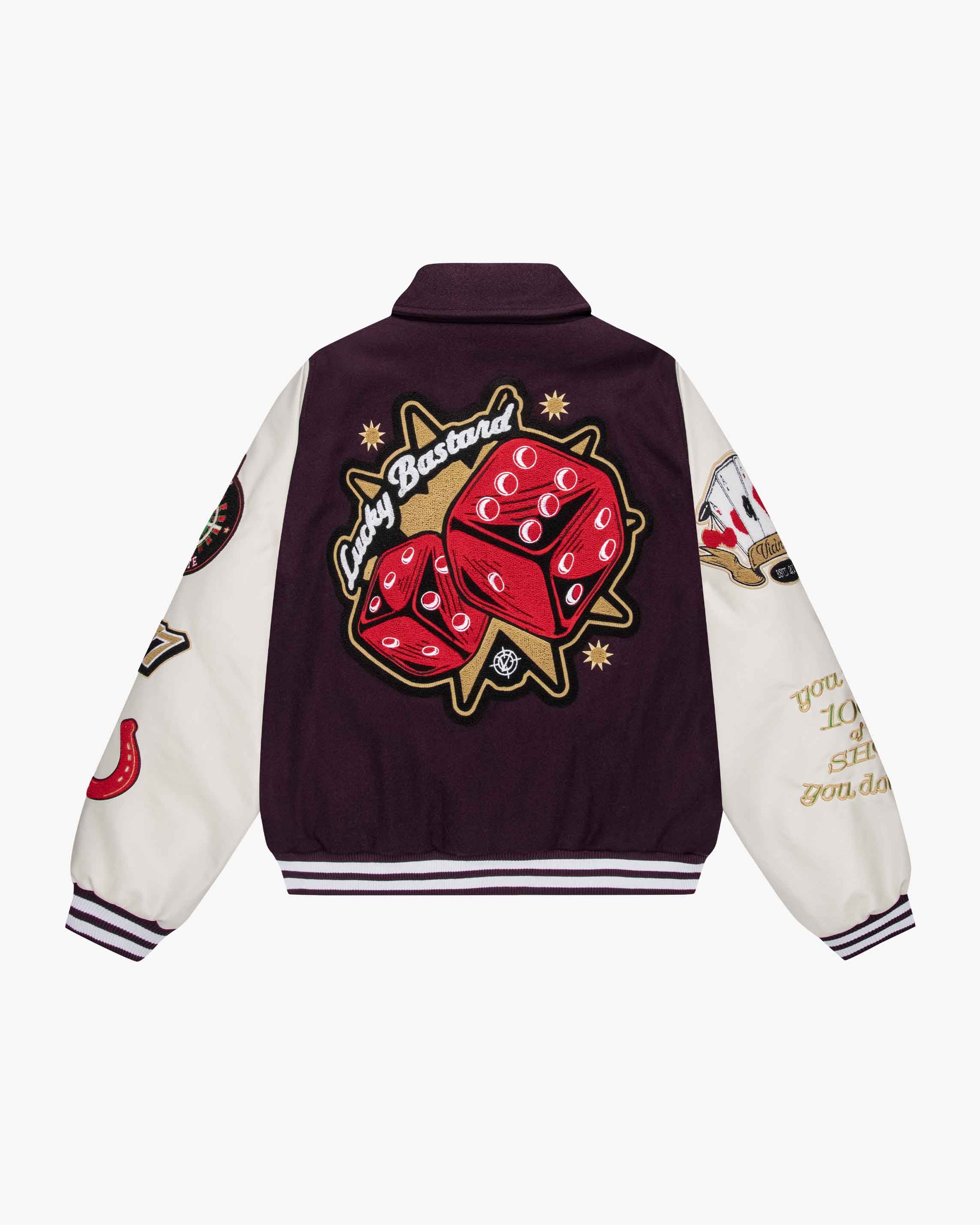 GAMBLER VARSITY JACKET BORDEAUX RED - Image 5