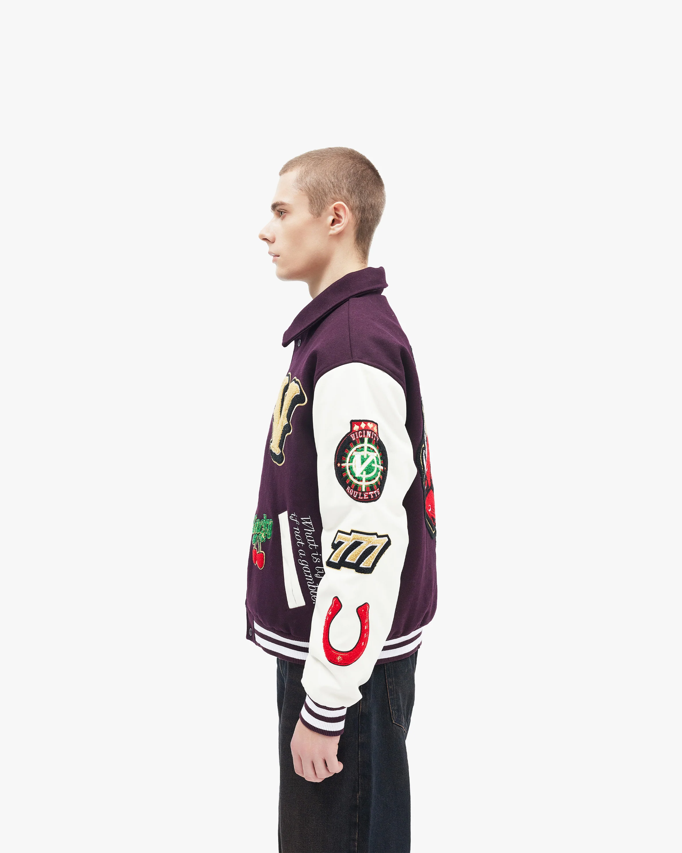 GAMBLER VARSITY JACKET BORDEAUX RED - Image 7