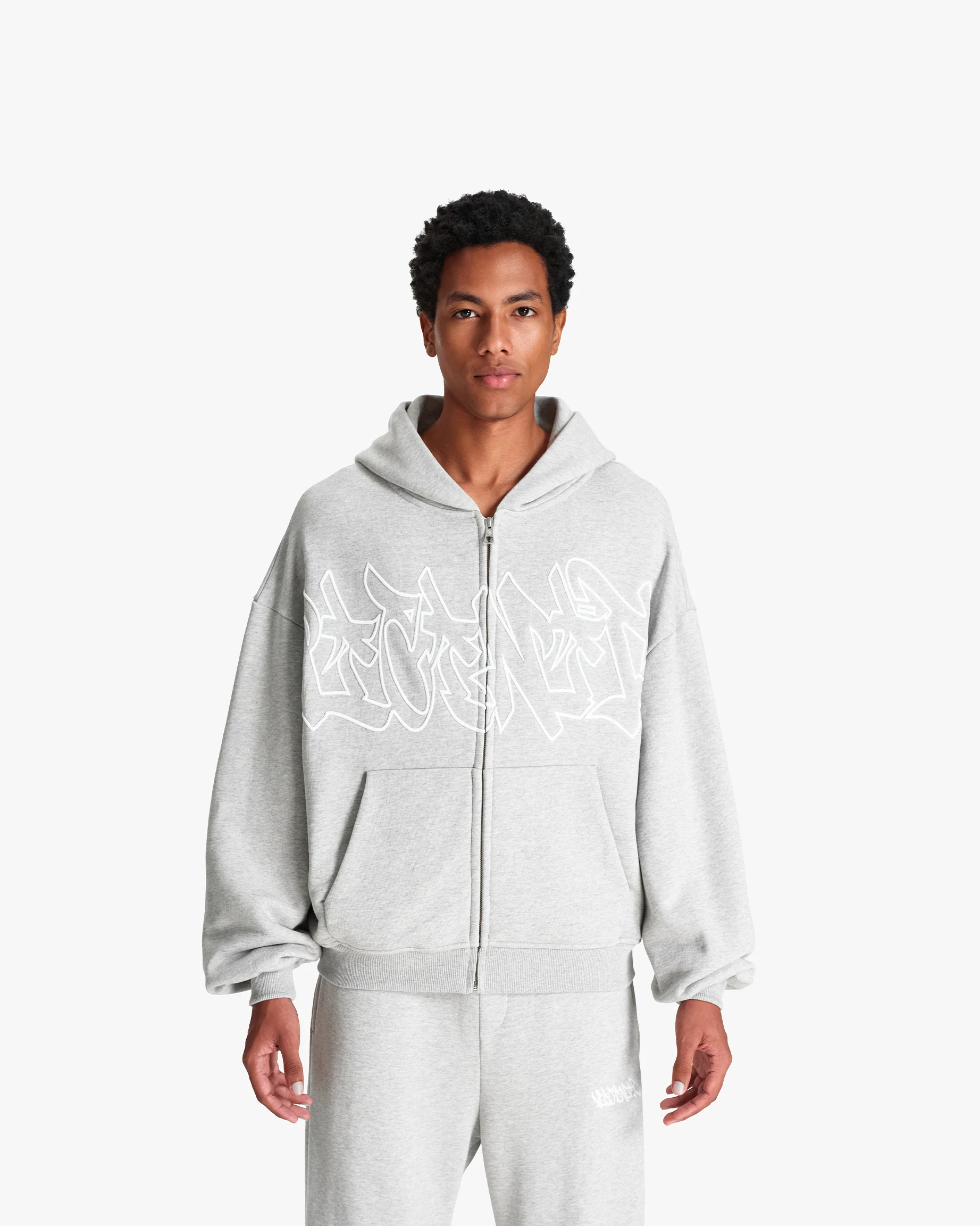 GRAFFITI ZIP-HOODIE GREY MELANGE - Image 3