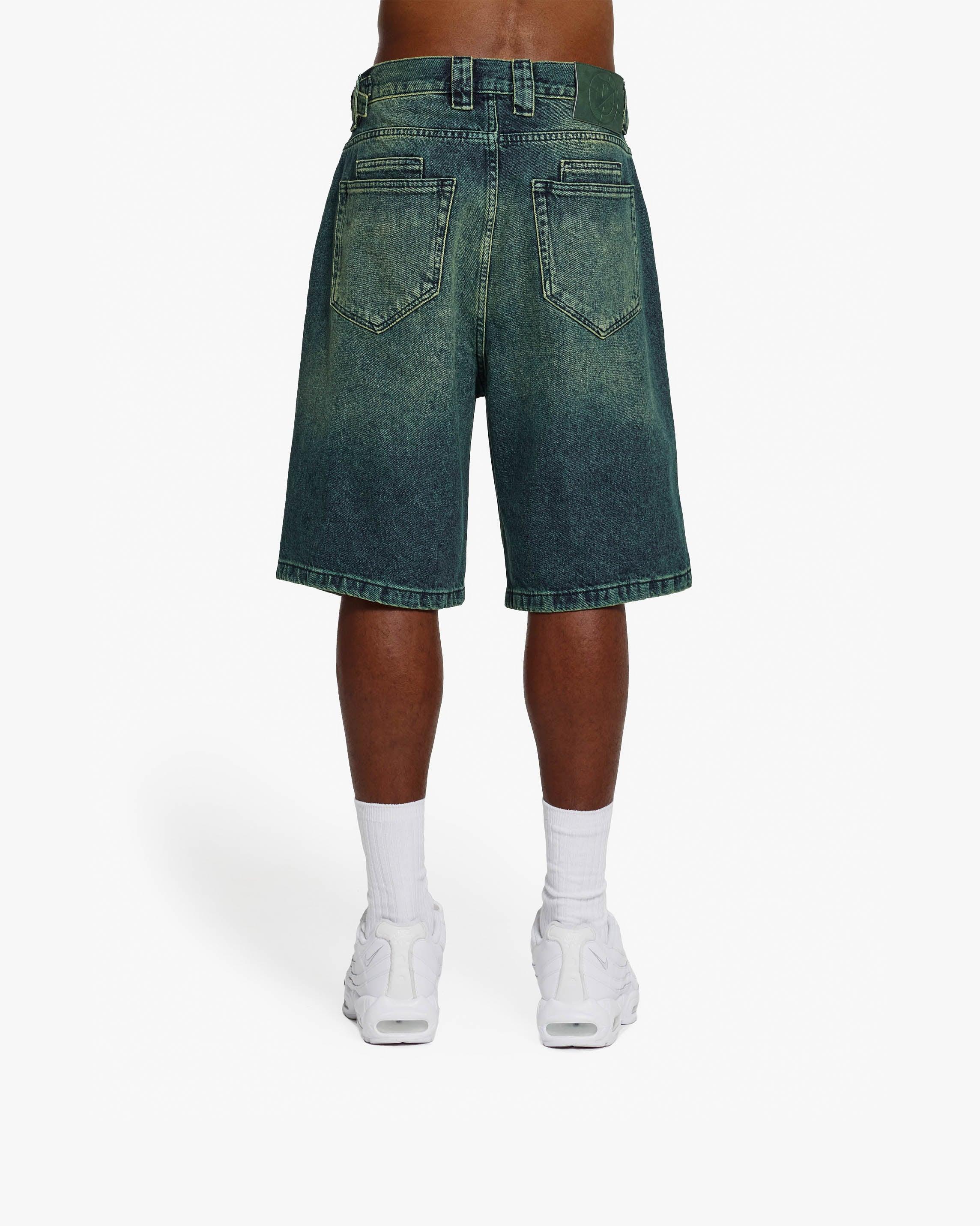 GREEN TINTED DENIM JORTS - Image 5