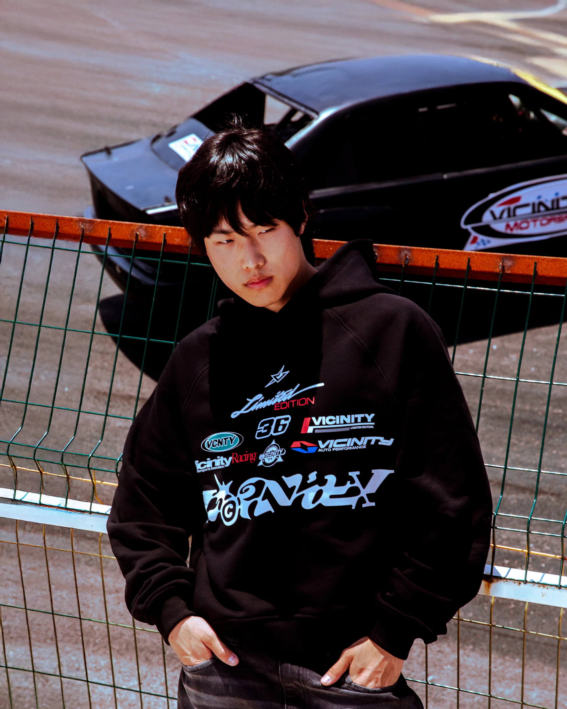 RACING LOGOS HOODIE BLACK - Image 2