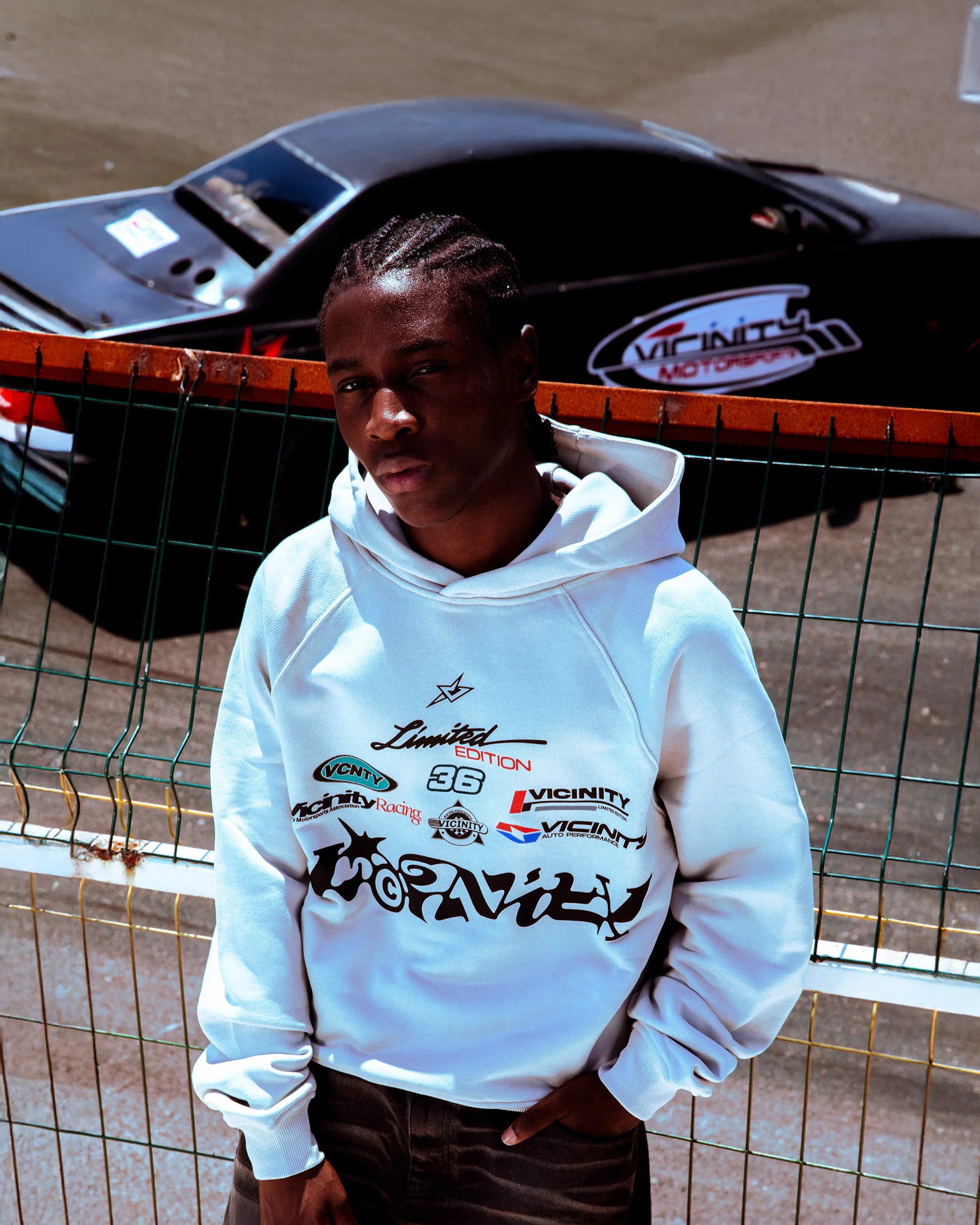 RACING LOGOS HOODIE GREY - Image 2