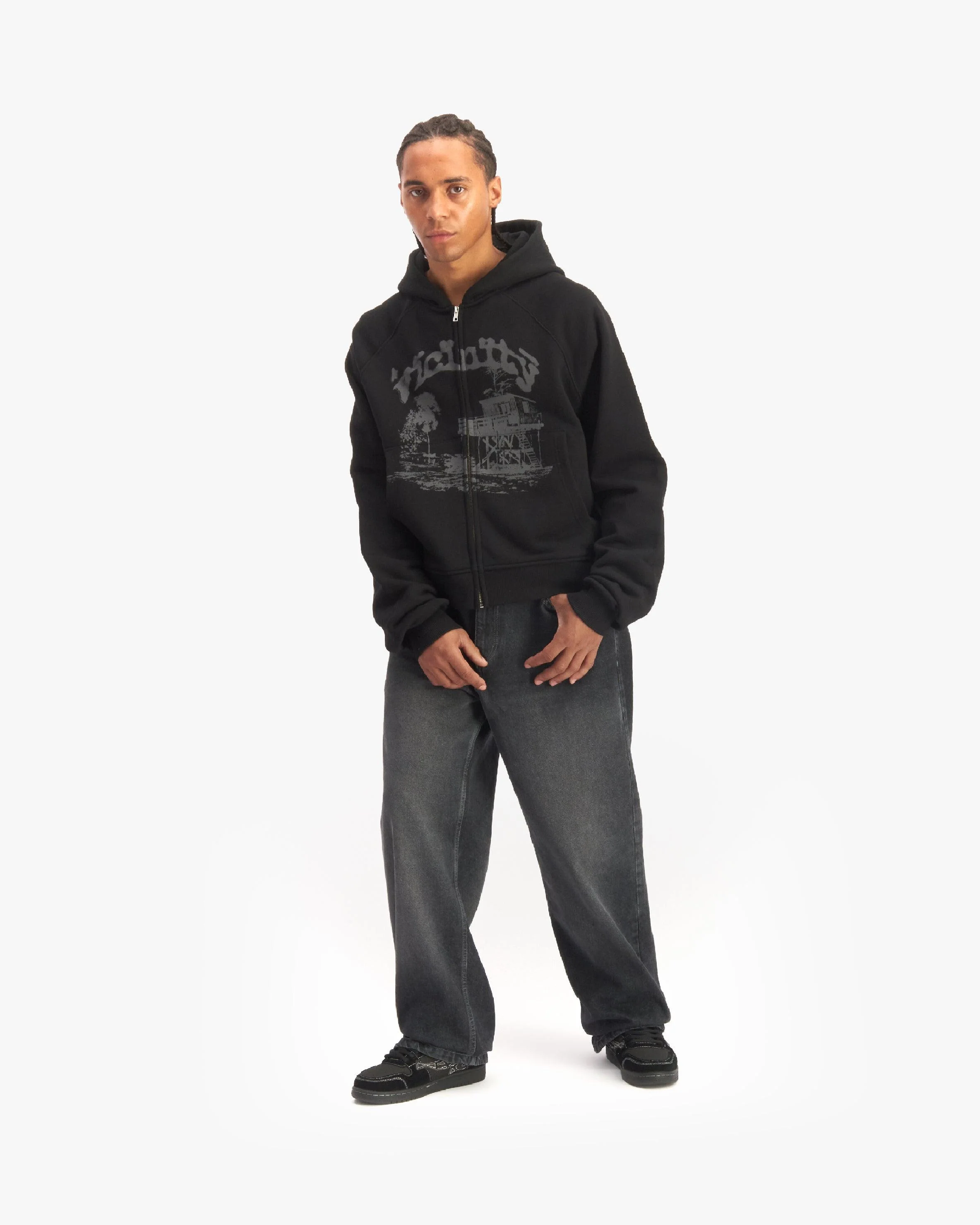 SHOOTING HOUSE ZIP HOODIE BLACK - Image 7