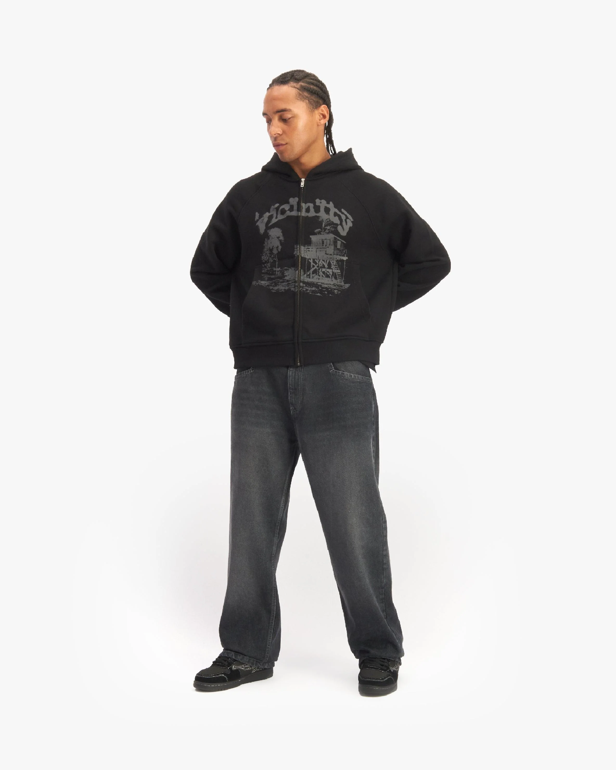 SHOOTING HOUSE ZIP HOODIE BLACK - Image 8