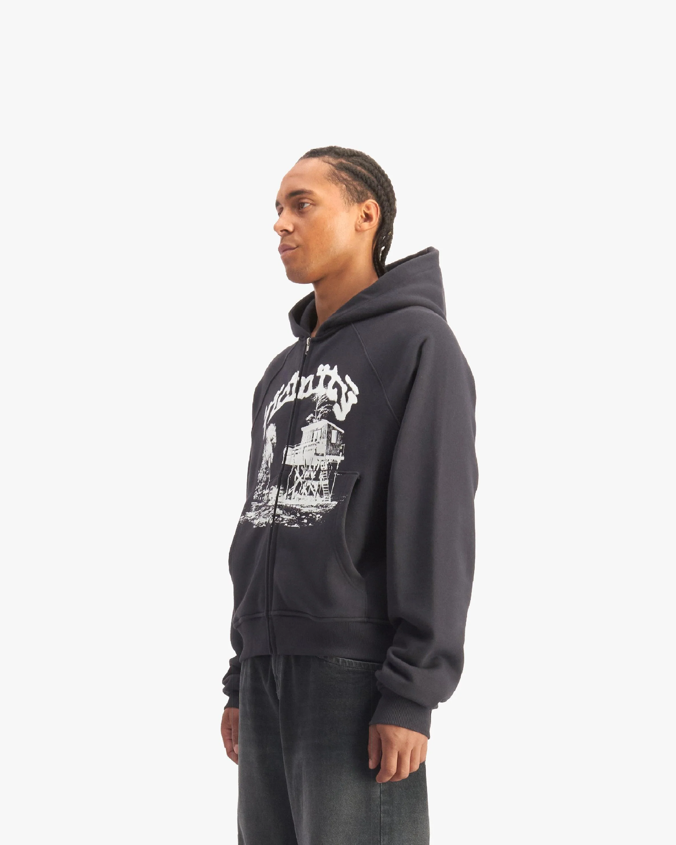 SHOOTING HOUSE ZIP HOODIE DARK GREY - Image 3
