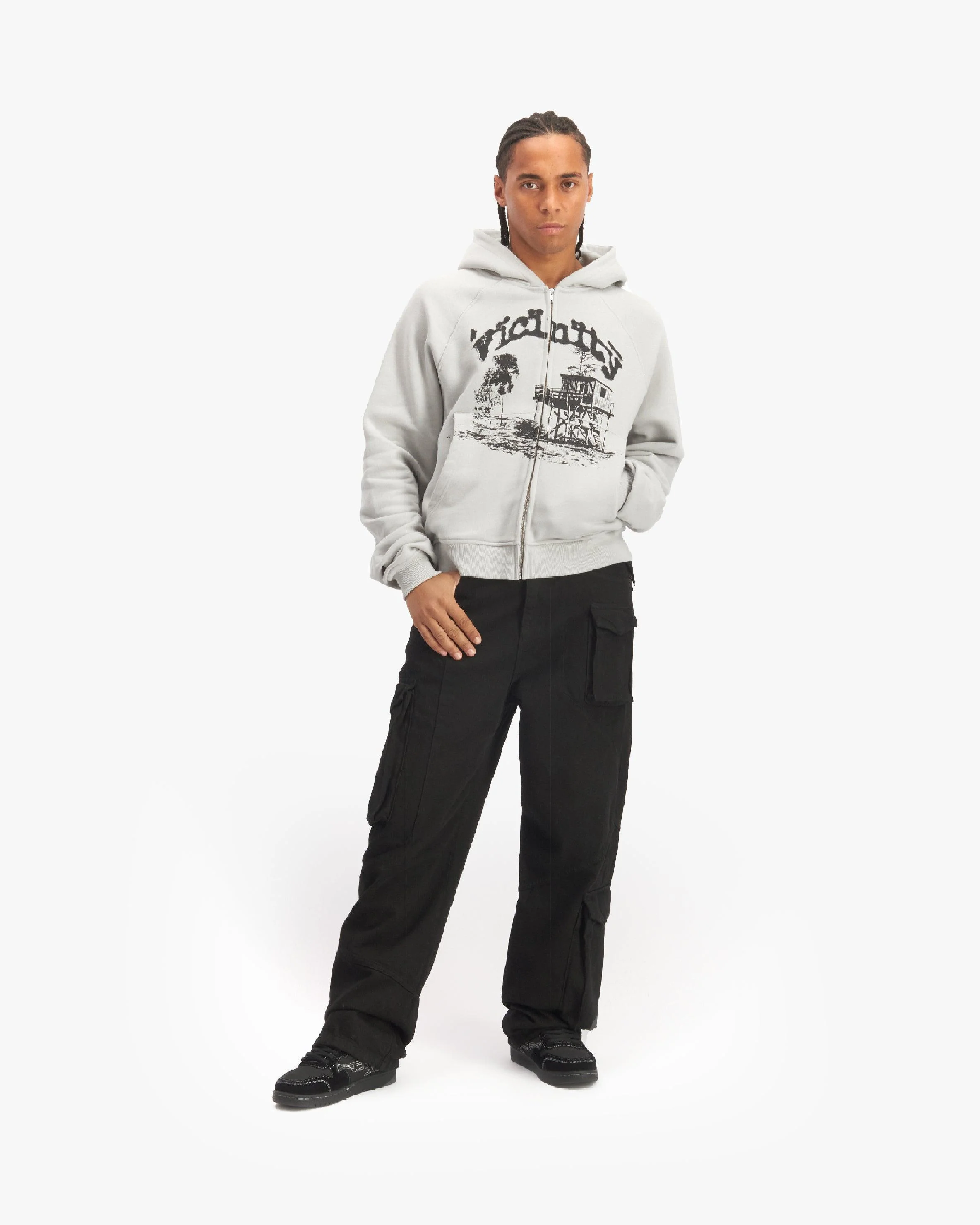 SHOOTING HOUSE ZIP HOODIE LIGHT GREY - Image 7