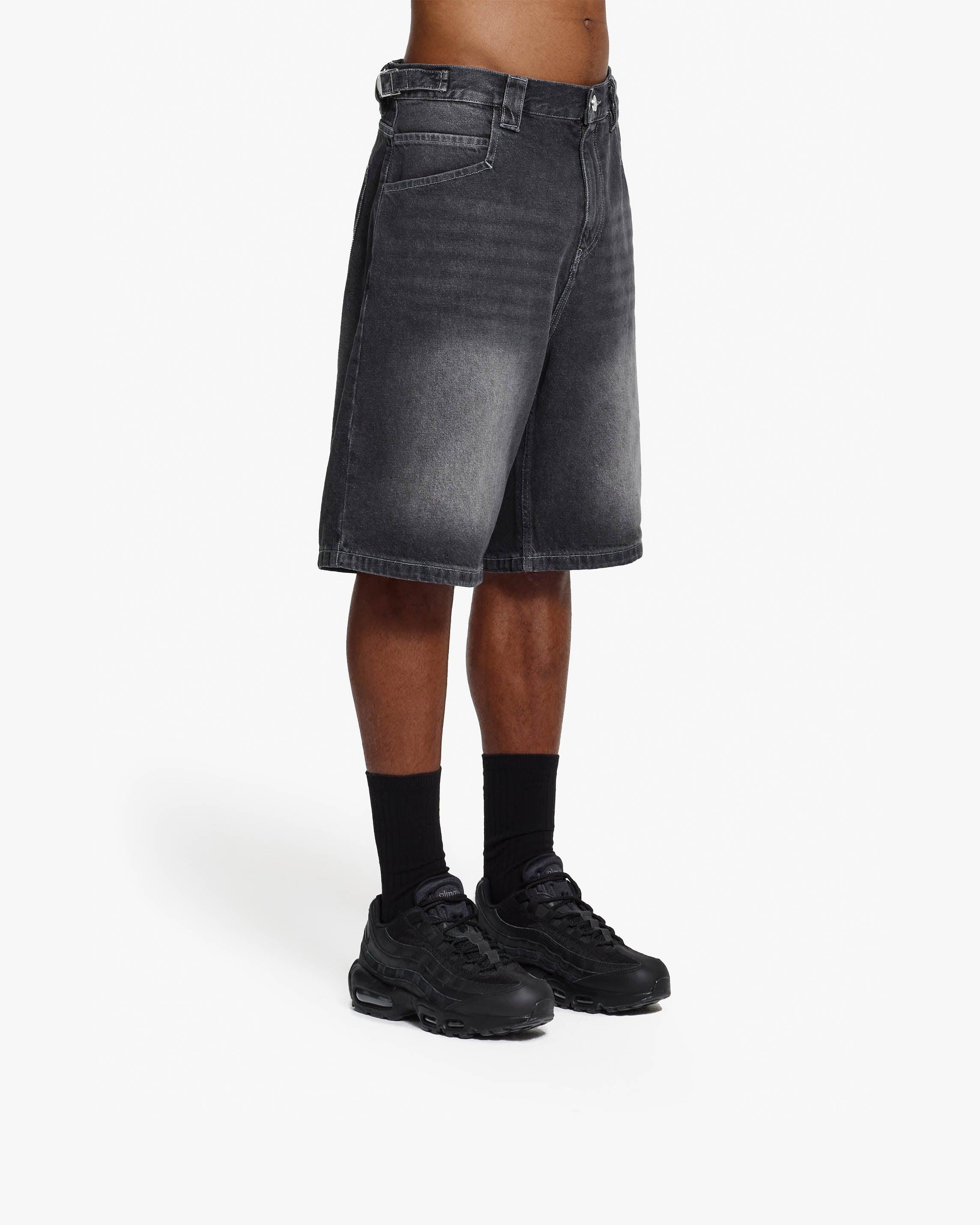 STONE WASHED DENIM JORTS - Image 3