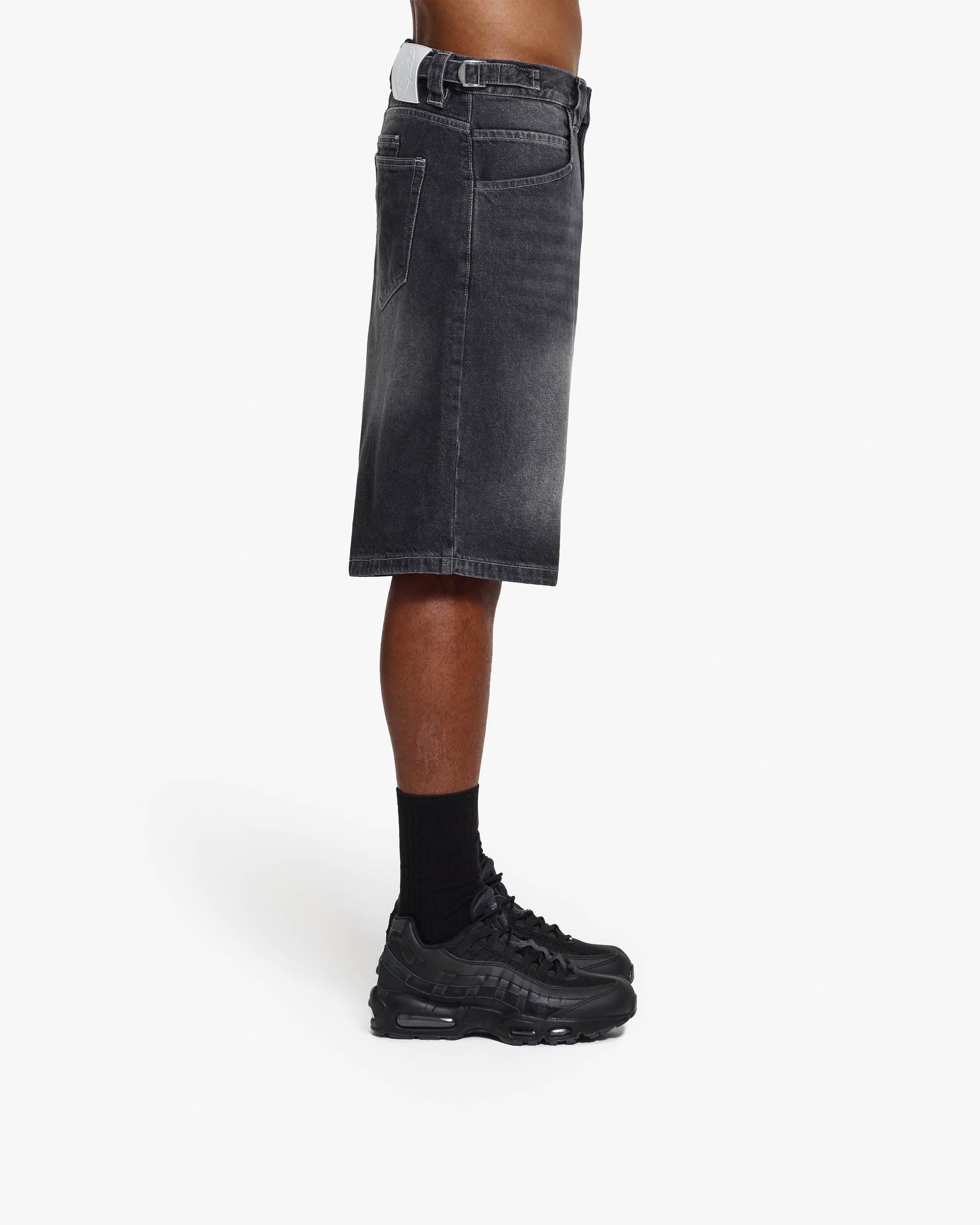 STONE WASHED DENIM JORTS - Image 4