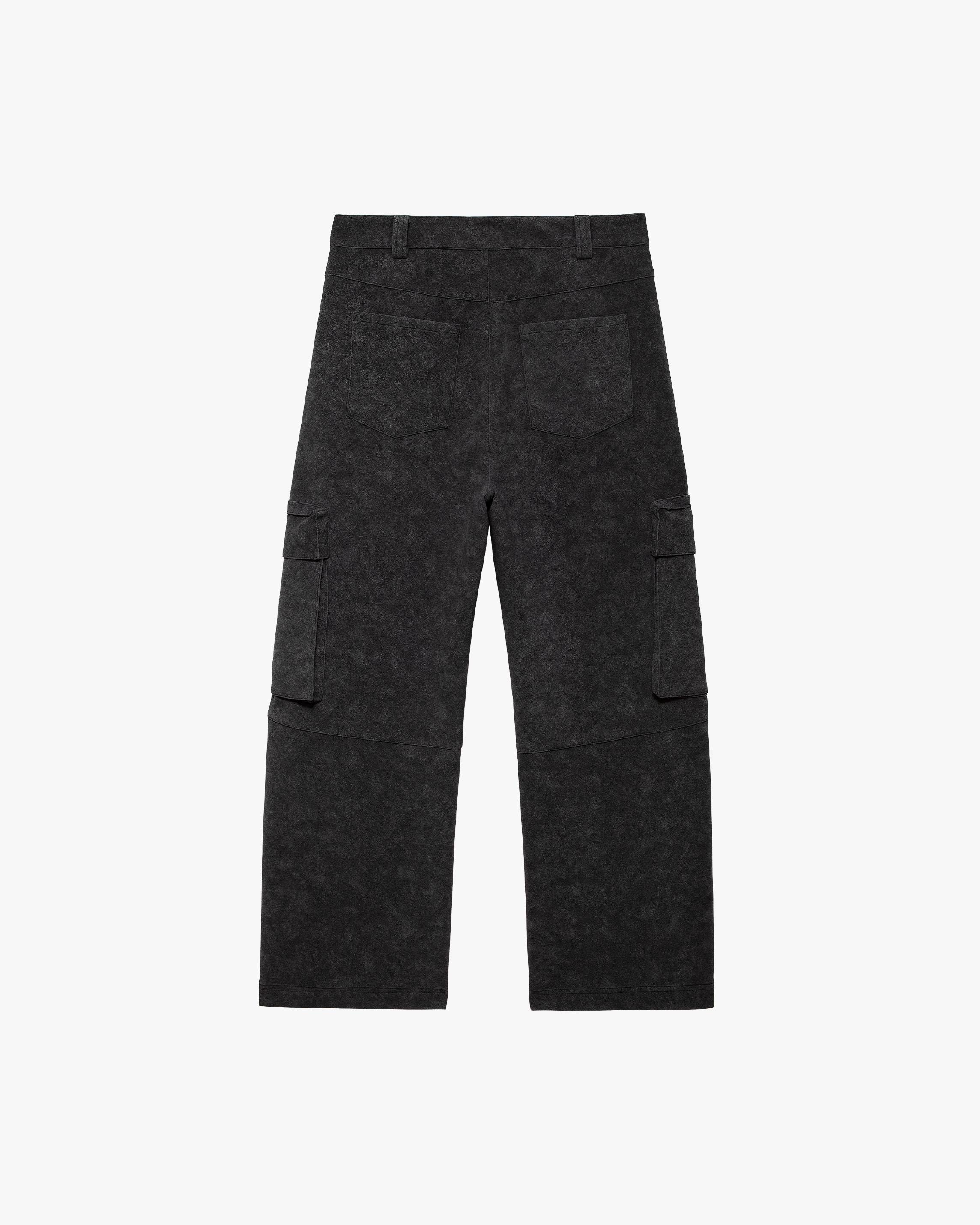 SCRIPT LOGO LEATHER PANTS TAR BLACK - Image 6