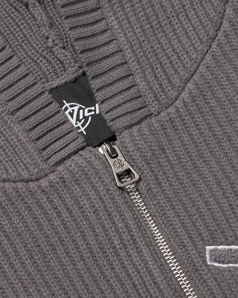 V-LOGO KNIT ZIP HOODIE ASH GREY - Image 11