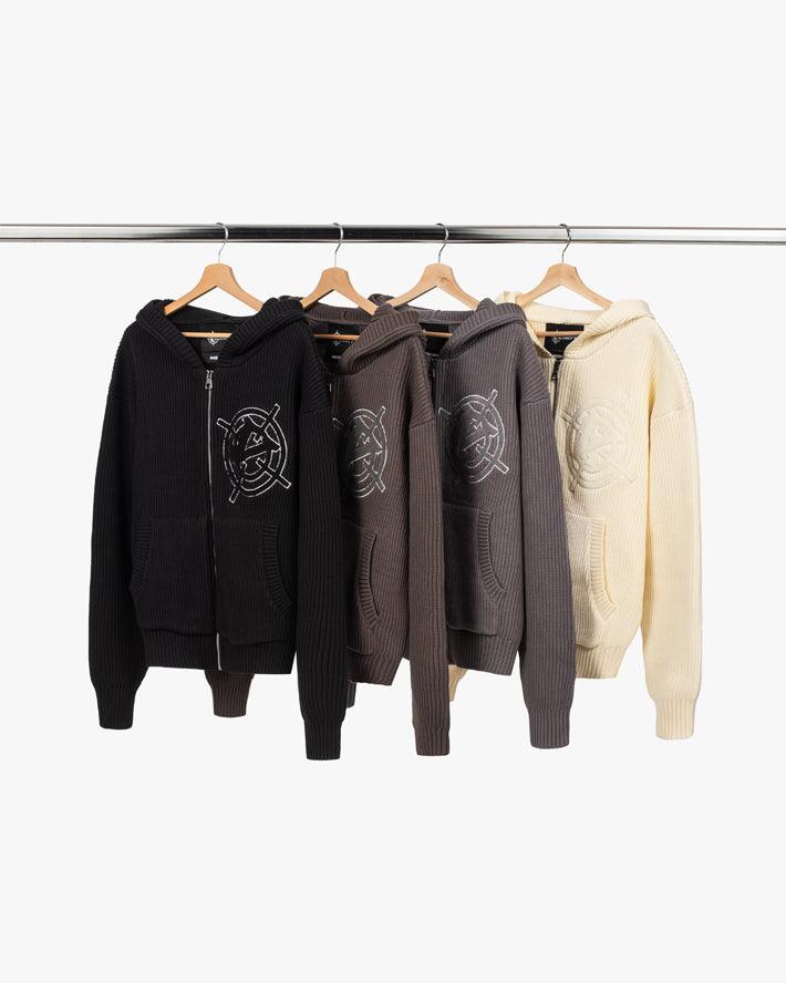 V-LOGO KNIT ZIP HOODIE ASH GREY - Image 13