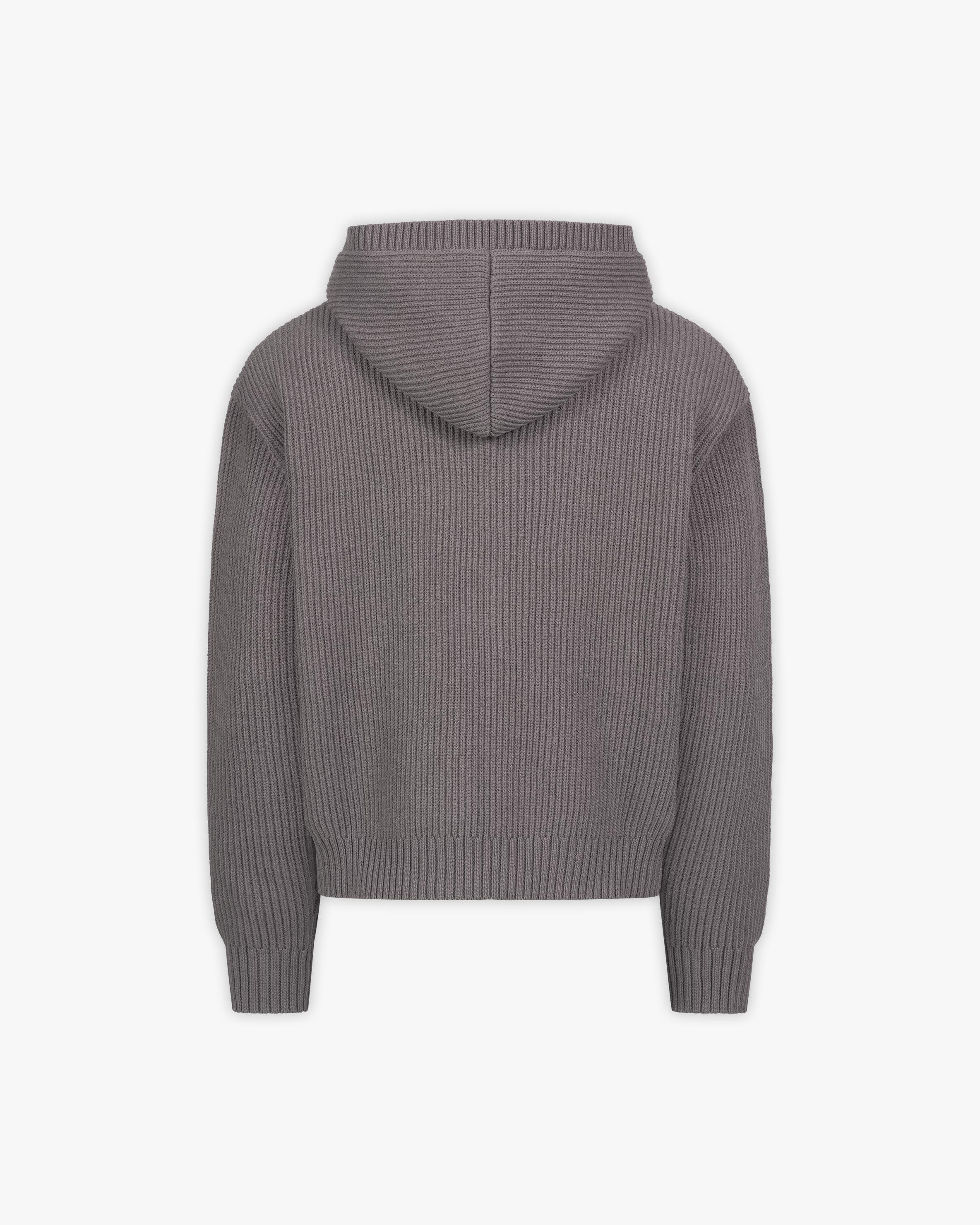 V-LOGO KNIT ZIP HOODIE ASH GREY - Image 3