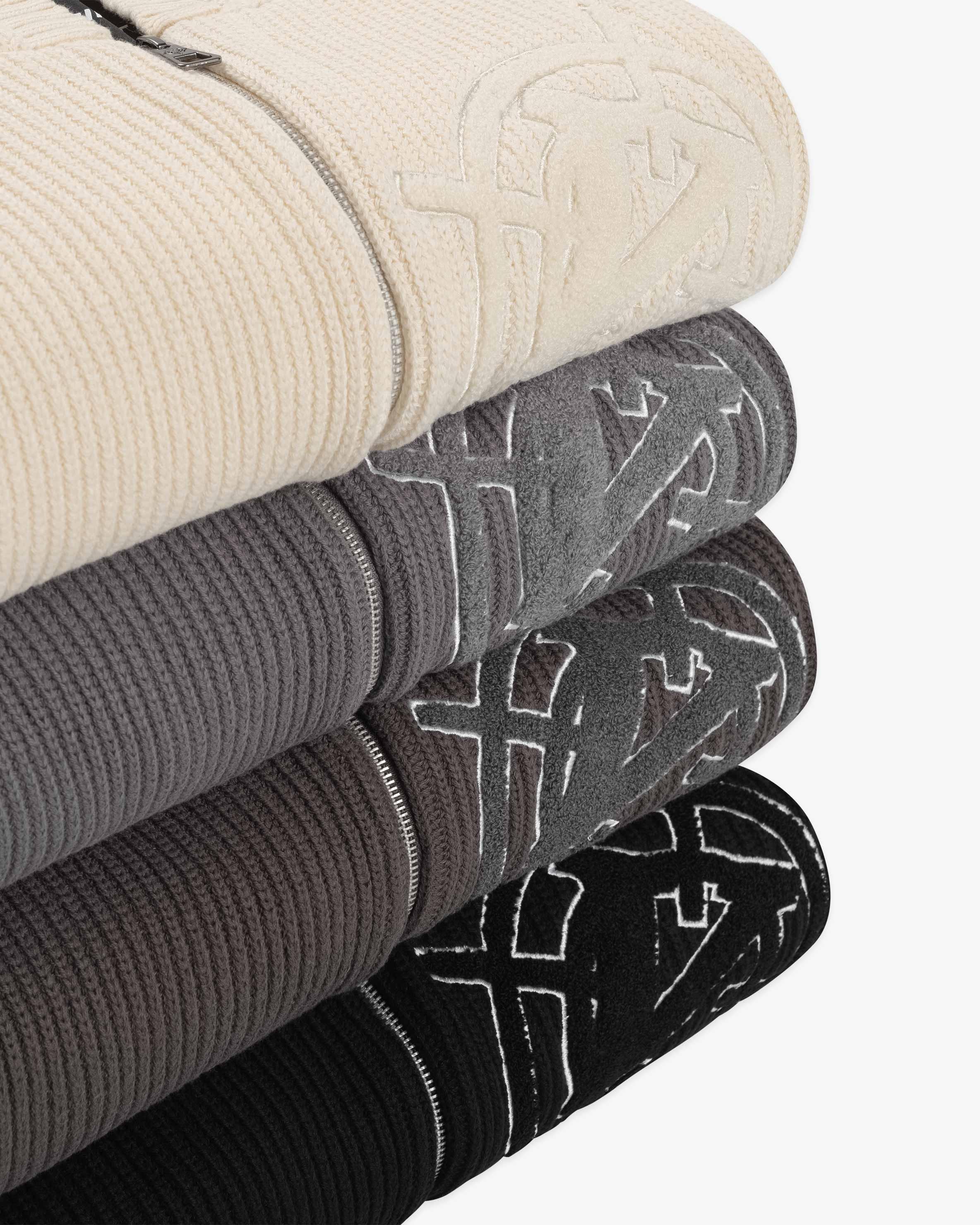 V-LOGO KNIT ZIP HOODIE BEIGE - Image 12
