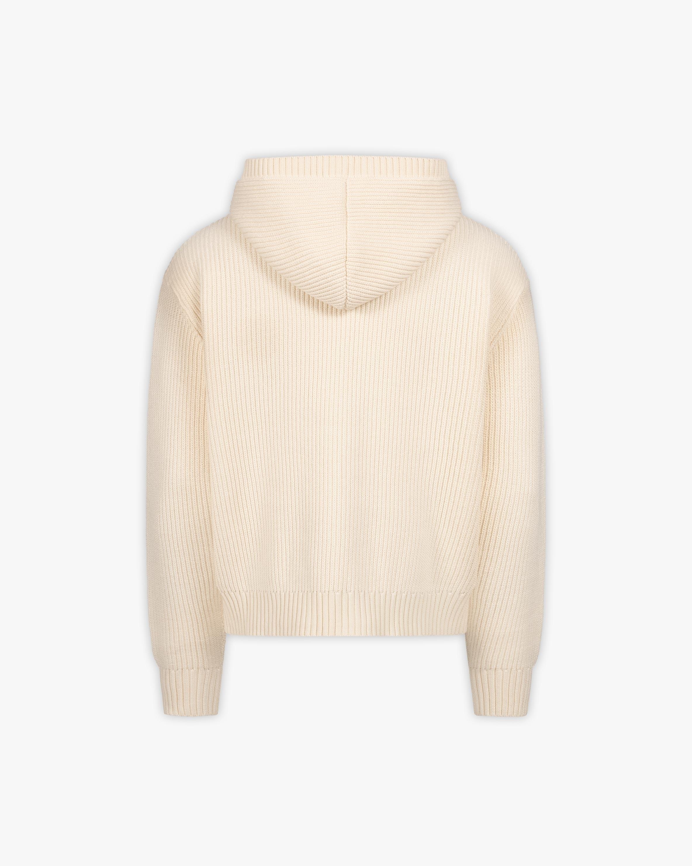 V-LOGO KNIT ZIP HOODIE BEIGE - Image 3